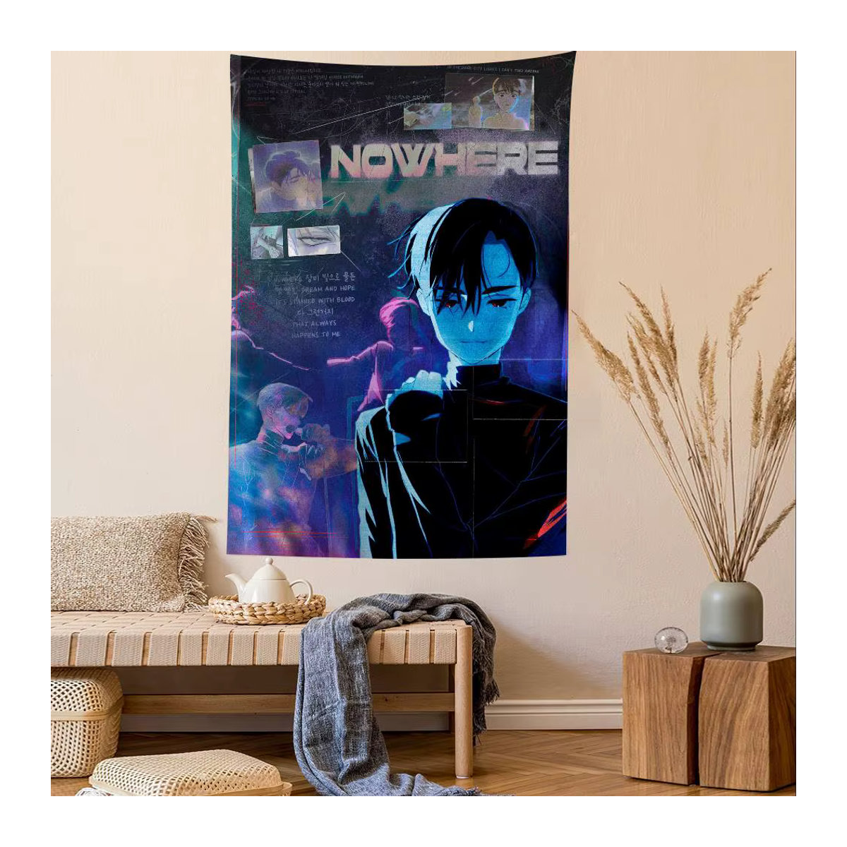 Potdemiel Anime Wandbehang Alien Bühne Ivan Till Tapisserie in Blau, Rechteckig - Bild 4