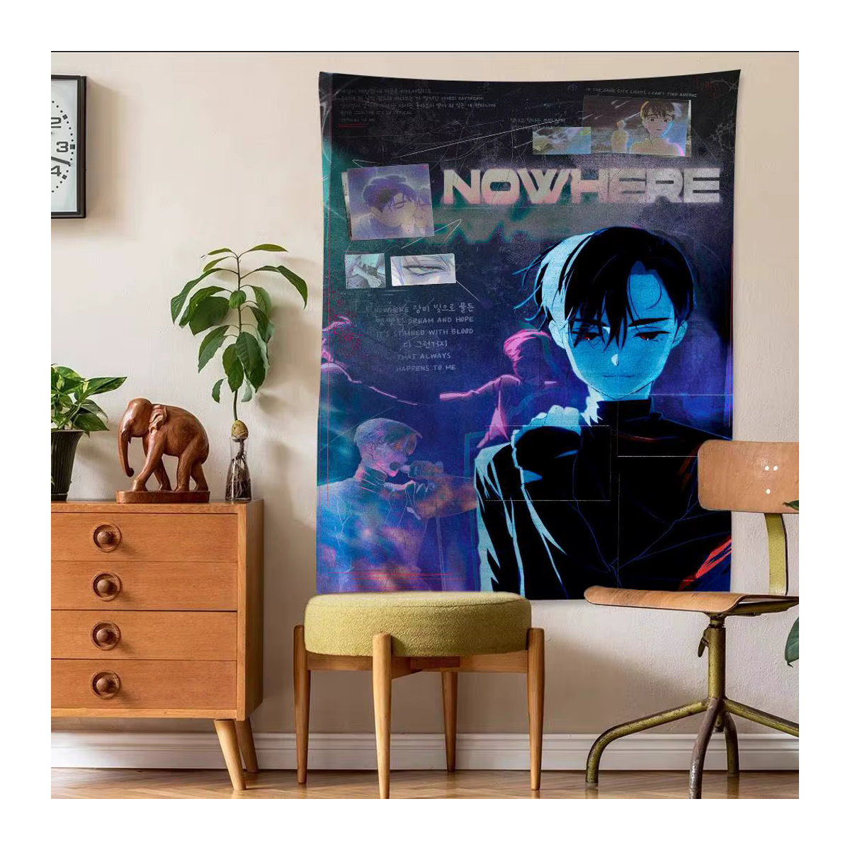 Potdemiel Anime Wandbehang Alien Bühne Ivan Till Tapisserie in Blau, Rechteckig - Bild 5