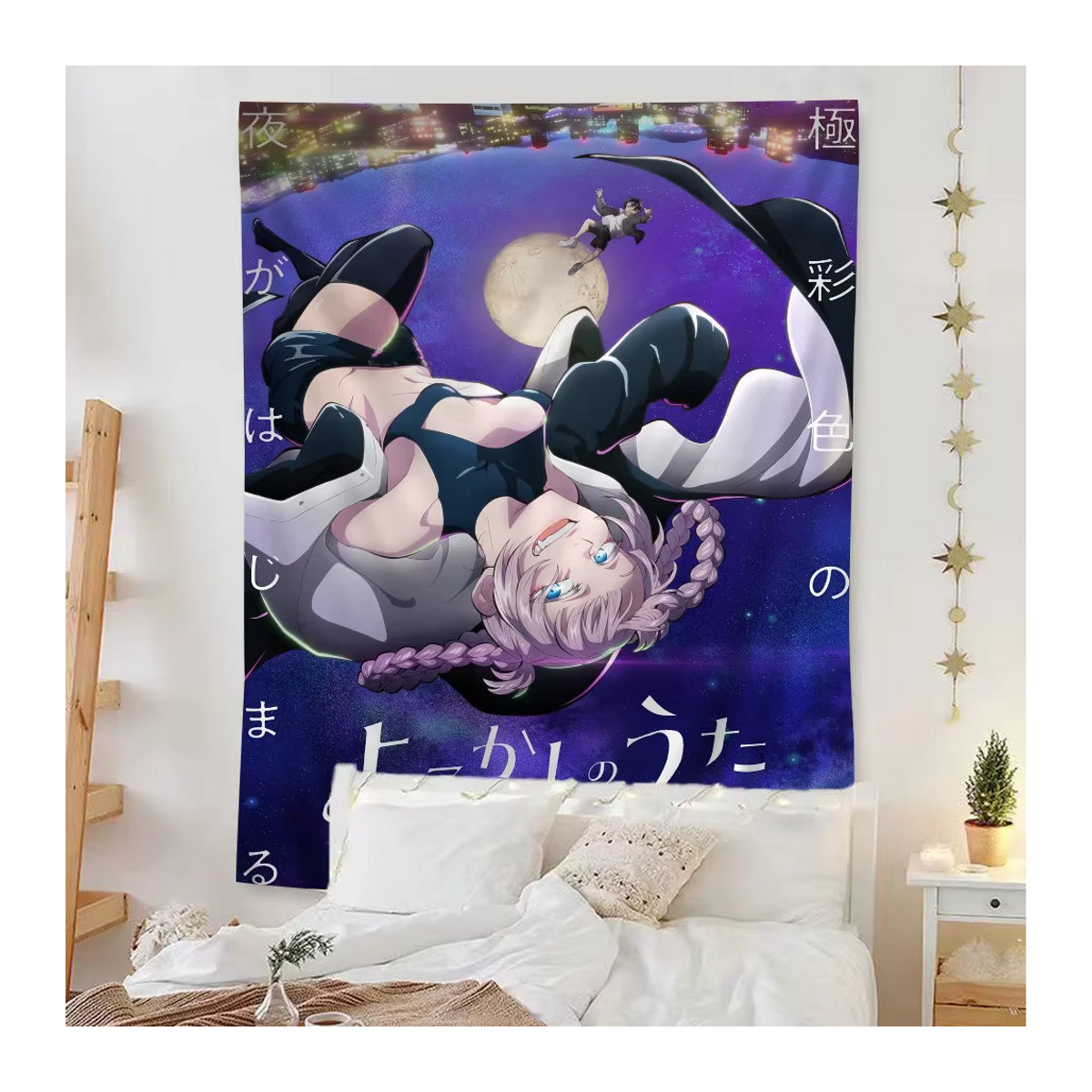Potdemiel Anime Wandteppich Anruf der Nacht Wandbehang Textil Mehrfarbig Rechteckig - Bild 2