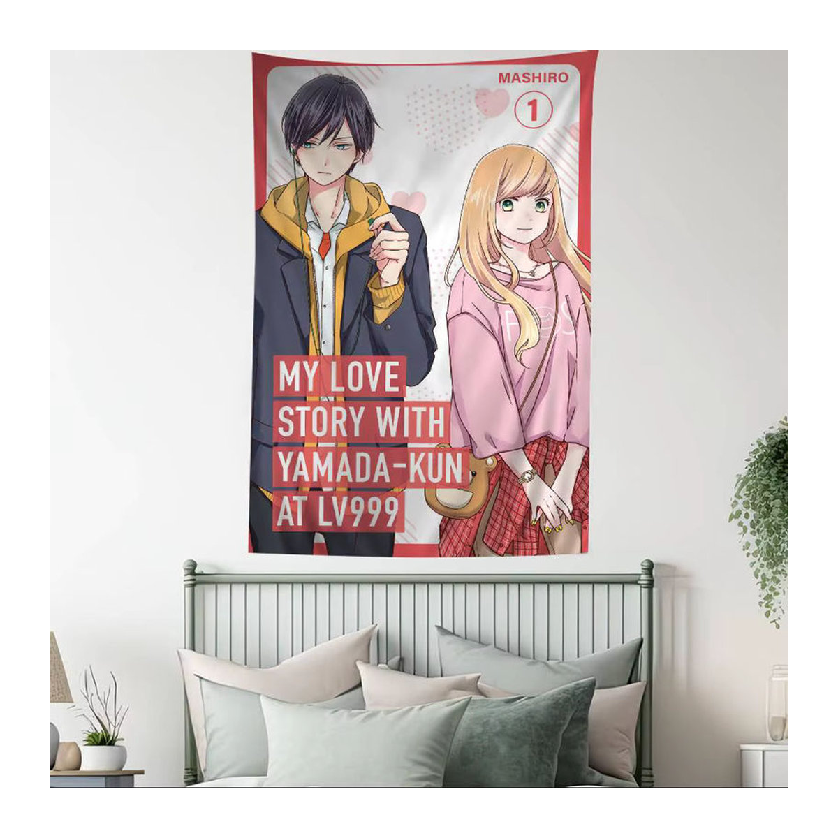 Potdemiel Anime Wandteppich My Love Story mit Yamada-kun bei Lv999, mehrfarbiger Textil-Wandteppich im Bohemian-Stil für deine Heimdekoration - Bild 3
