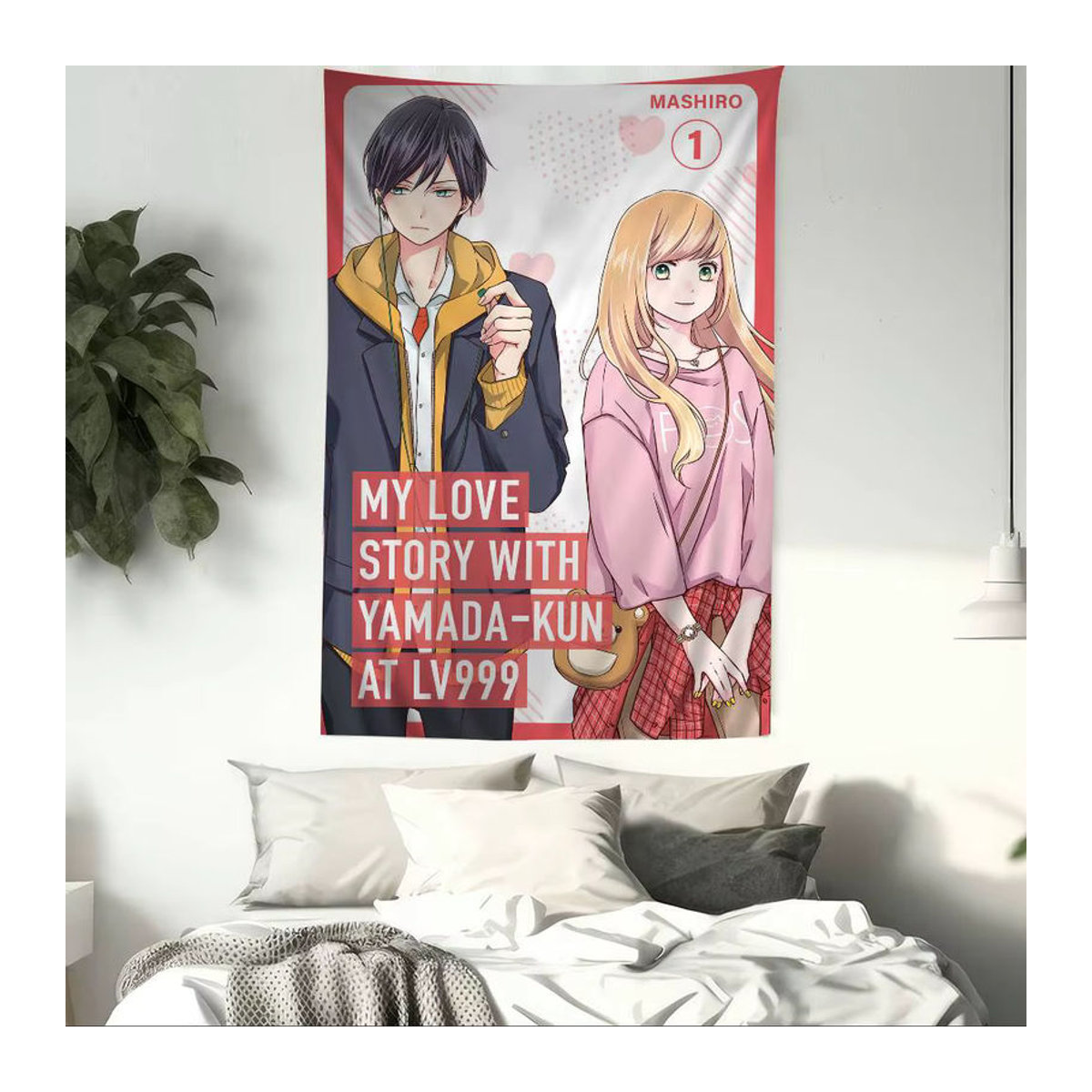 Potdemiel Anime Wandteppich My Love Story mit Yamada-kun bei Lv999, mehrfarbiger Textil-Wandteppich im Bohemian-Stil für deine Heimdekoration - Bild 4