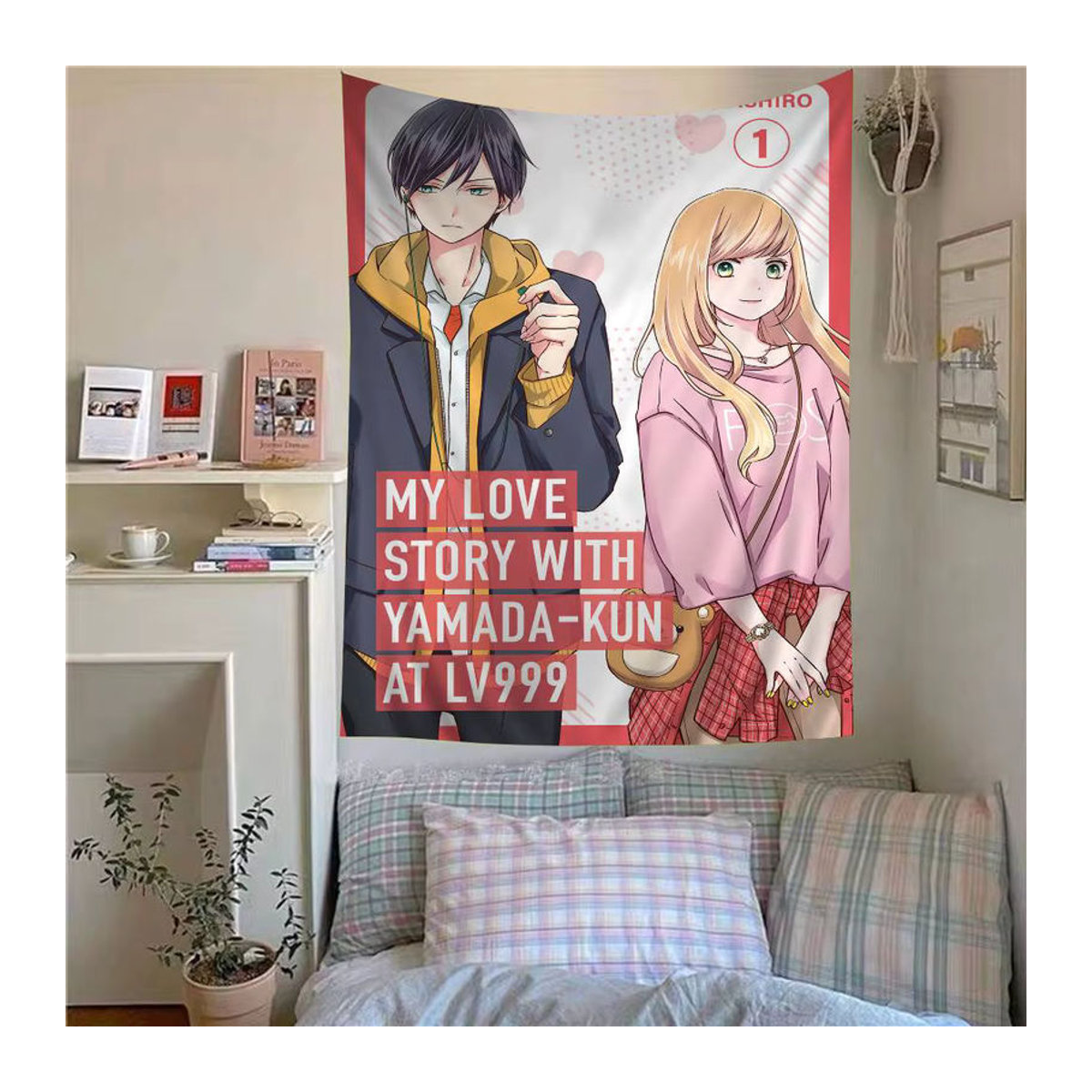 Potdemiel Anime Wandteppich My Love Story mit Yamada-kun bei Lv999, mehrfarbiger Textil-Wandteppich im Bohemian-Stil für deine Heimdekoration - Bild 5