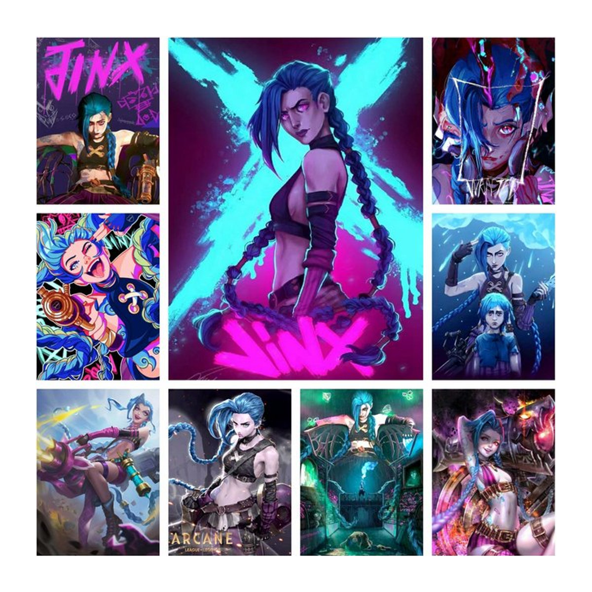 Potdemiel Arcane Jinx Anime 5D DIY Diamantmalerei League of Legends Kreuzstich Mosaik Bild mehrfarbig - Bild 1