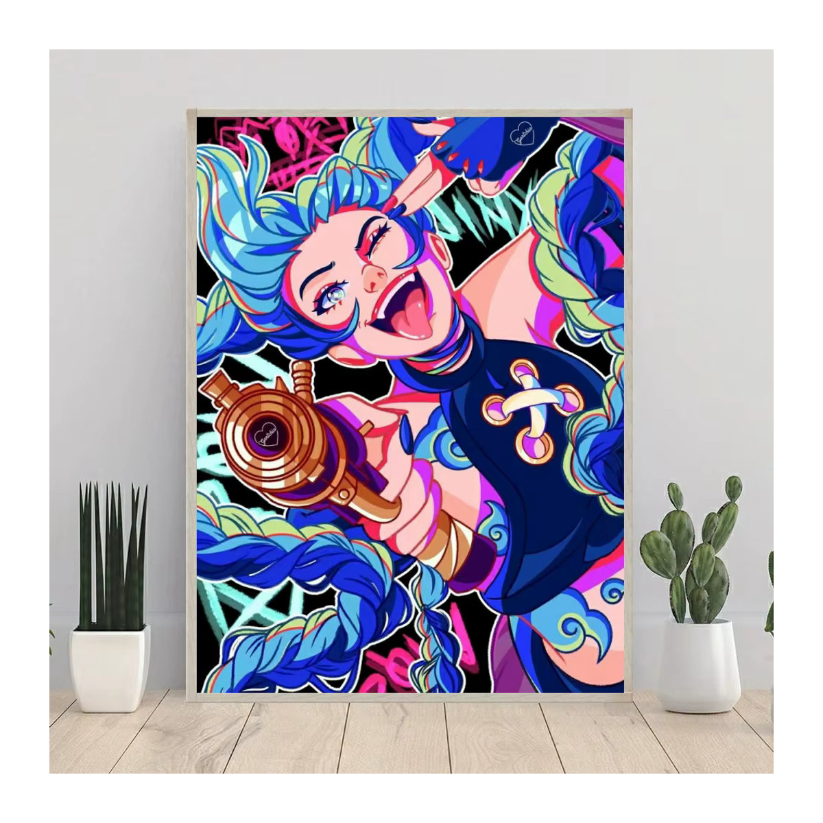 Potdemiel Arcane Jinx Anime 5D DIY Diamantmalerei League of Legends Kreuzstich Mosaik Bild mehrfarbig - Bild 3