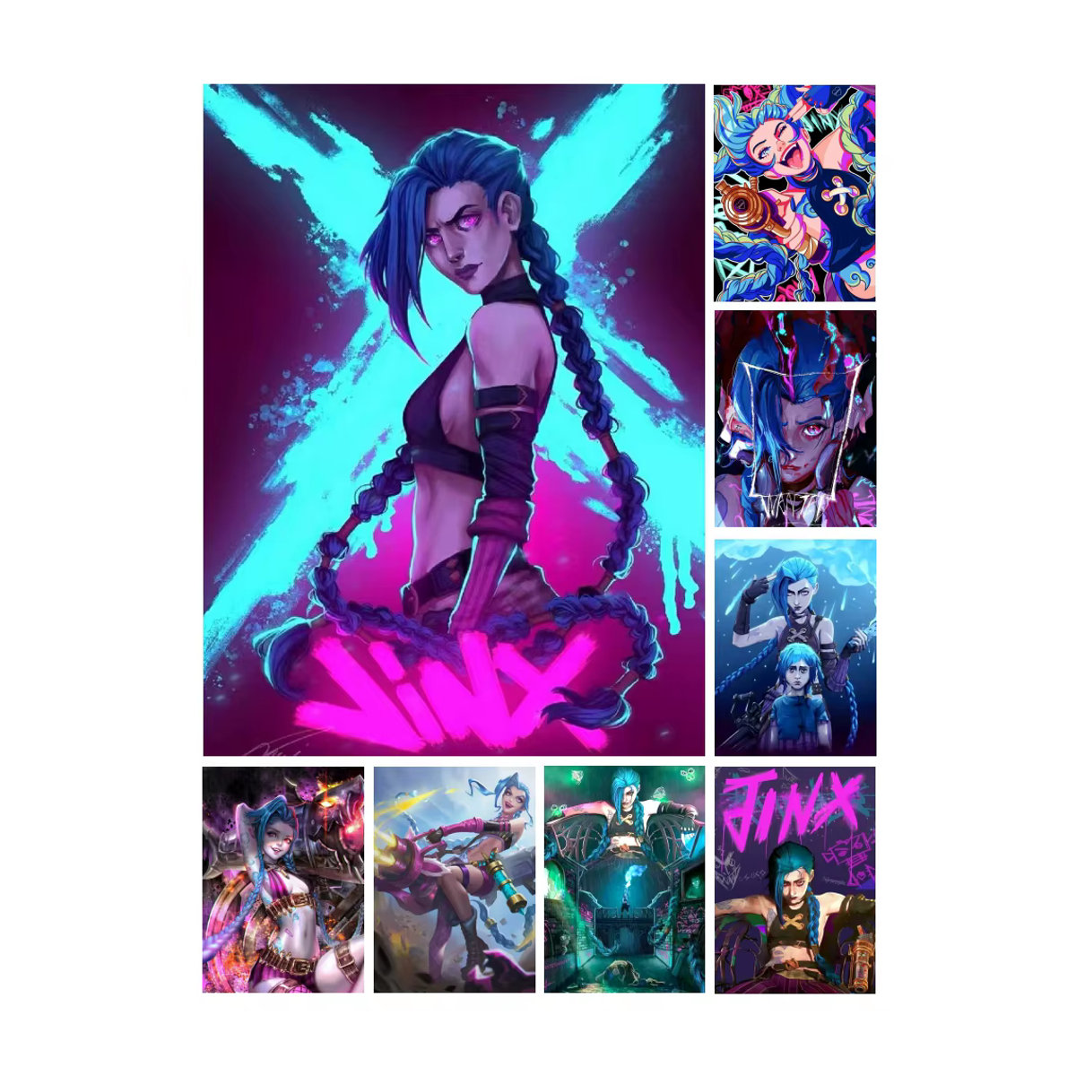 Potdemiel Arcane Jinx Anime 5D DIY Diamantmalerei League of Legends Kreuzstich Mosaik Bild mehrfarbig - Bild 4