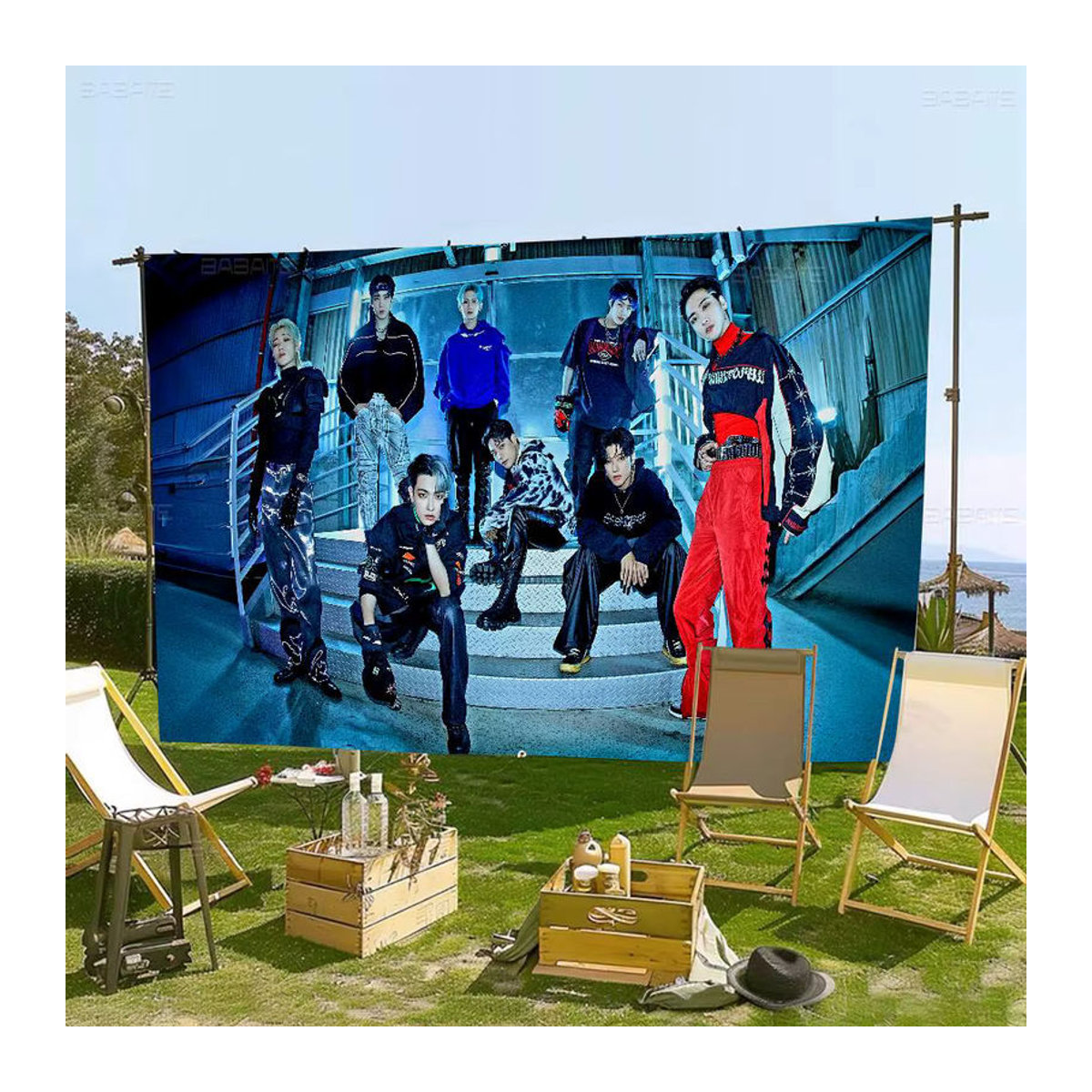 Potdemiel ATEEZ KPOP Geburtstag Banner Dekoration aus Textil in Mehrfarbig - Bild 3