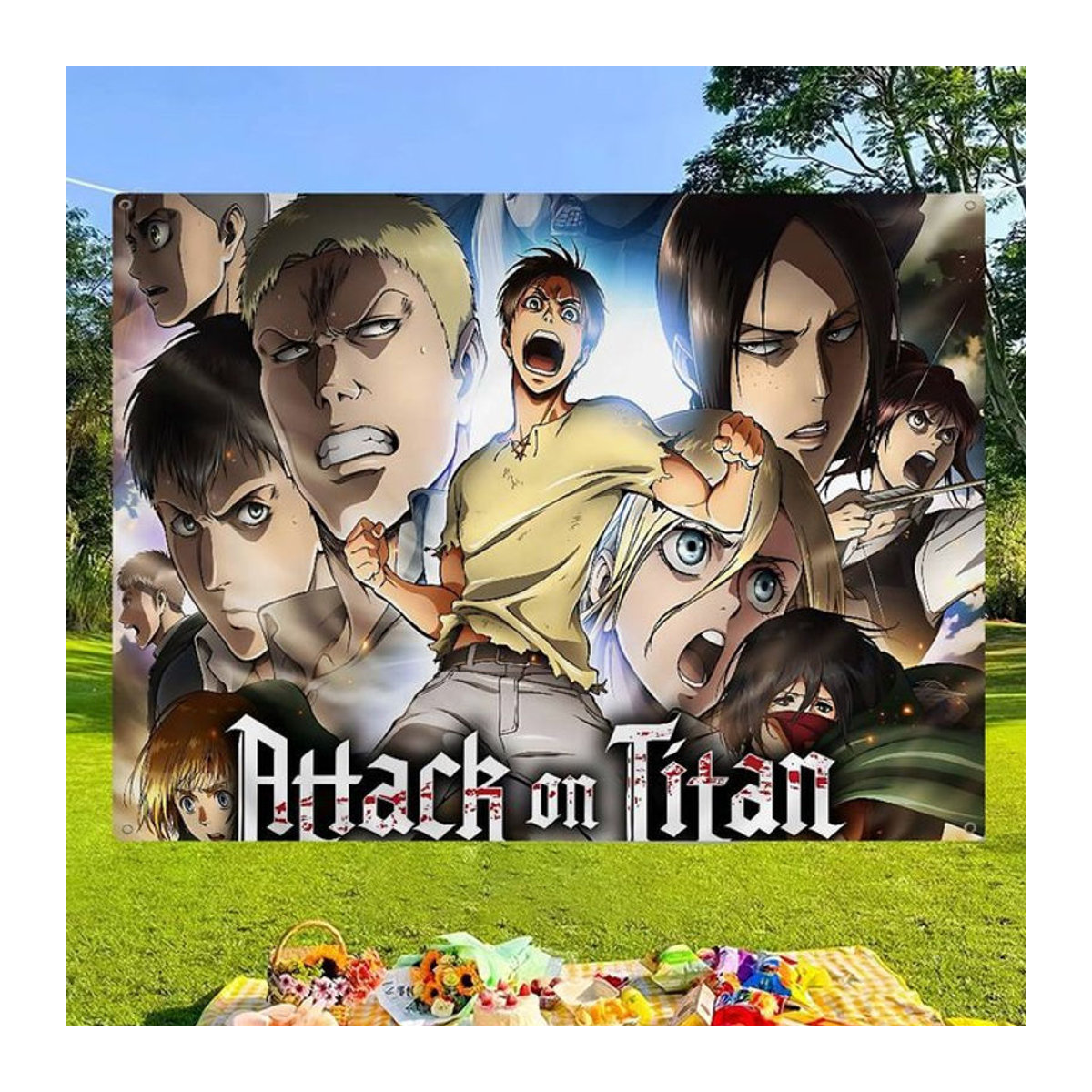 Potdemiel Attack On Titan Anime Cheerleading-Banner aus Textil, mehrfarbig, rechteckig und hängend - Bild 1