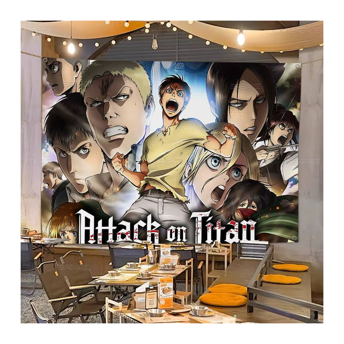 Potdemiel Attack On Titan Anime Cheerleading-Banner aus Textil, mehrfarbig, rechteckig und hängend - Bild 2