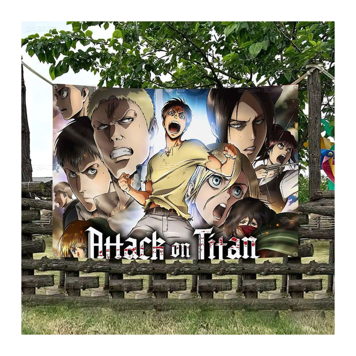 Potdemiel Attack On Titan Anime Cheerleading-Banner aus Textil, mehrfarbig, rechteckig und hängend - Bild 3