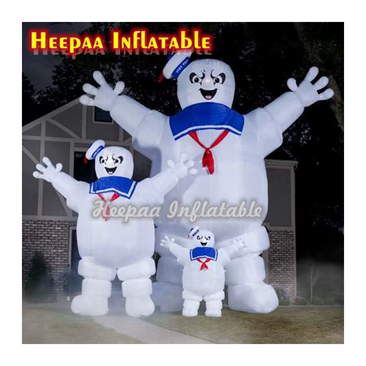 Potdemiel Aufblasbarer Marshmallow Man als Halloween-Dekoration für Outdoor und Party, Weiß - Bild 2
