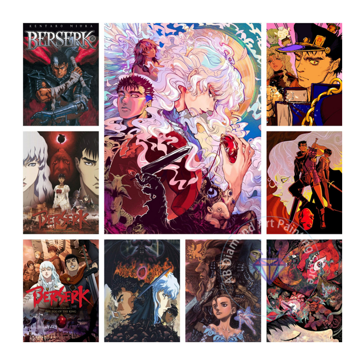 Potdemiel B-Berserk-k Anime Diamant-Stickerei Set 5D DIY Cartoon Kunst Wanddekoration Mehrfarbig - Bild 1