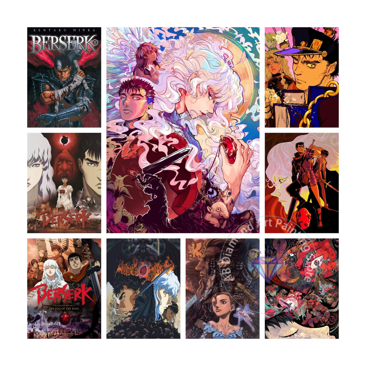 Potdemiel B-Berserk-k Anime Diamant-Stickerei Set 5D DIY Cartoon Kunst Wanddekoration Mehrfarbig - Bild 3