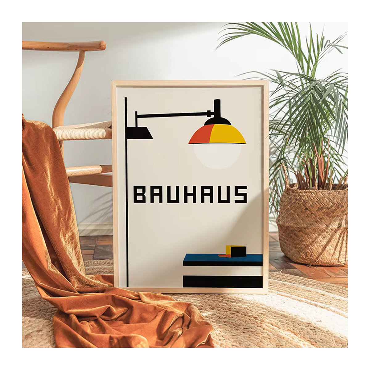 Potdemiel Bauhaus Wandkunst Leinwand mit abstraktem geometrischem Design in Mehrfarbig, minimalistisches Poster im Hochformat - Bild 2