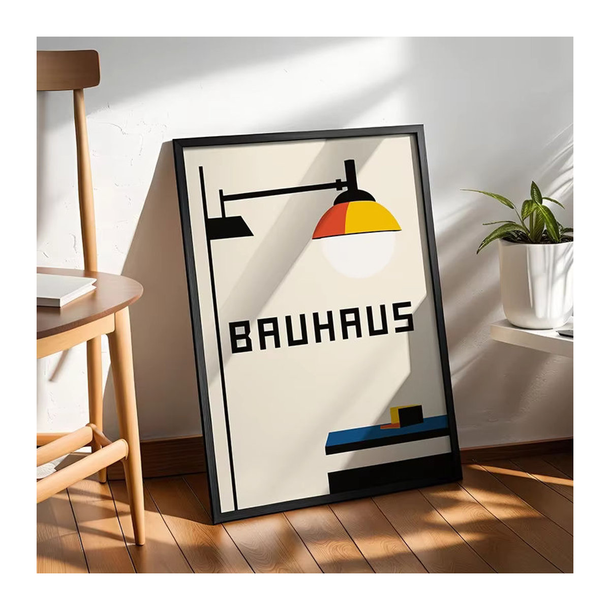 Potdemiel Bauhaus Wandkunst Leinwand mit abstraktem geometrischem Design in Mehrfarbig, minimalistisches Poster im Hochformat - Bild 3