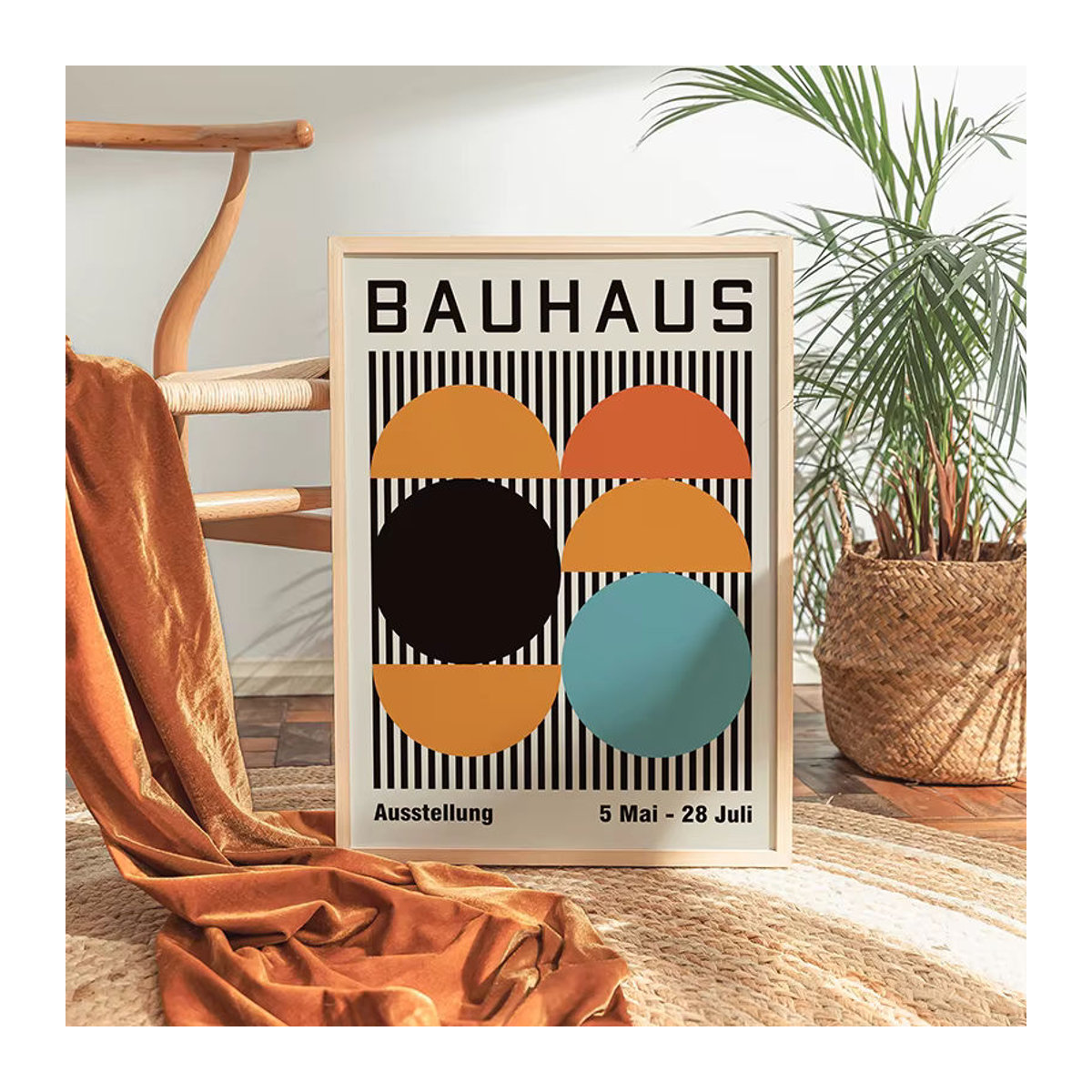 Potdemiel Bauhaus Wandkunst Leinwand mit abstraktem geometrischem Design in Mehrfarbig, minimalistisches Poster im Hochformat - Bild 4