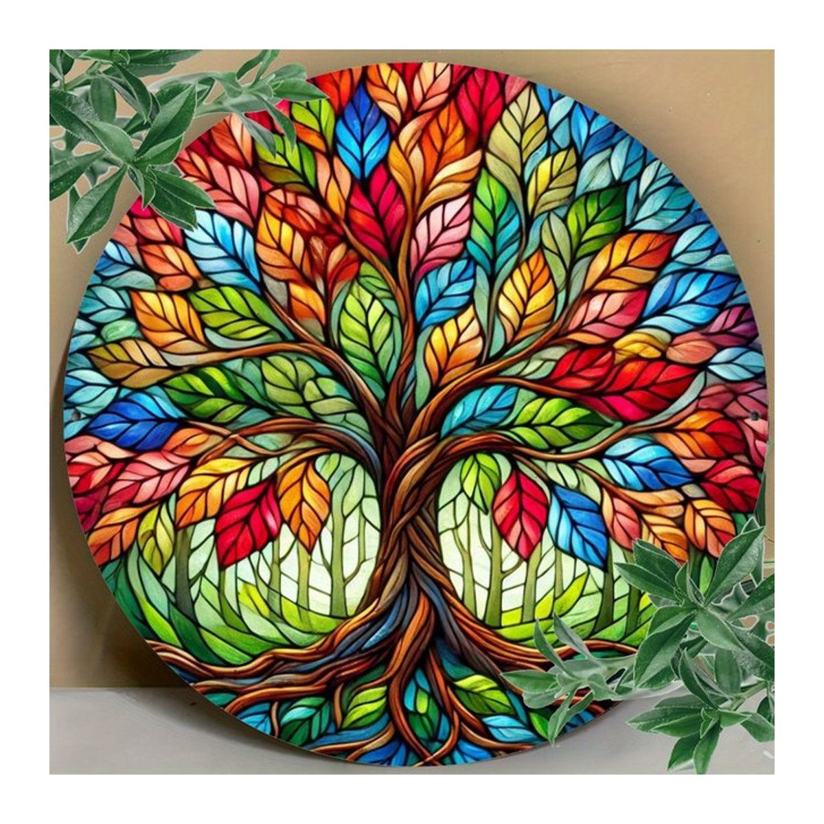 Potdemiel Baum des Lebens Metallschild rund, mehrfarbig, Durchmesser: 19,81 cm - Bild 1