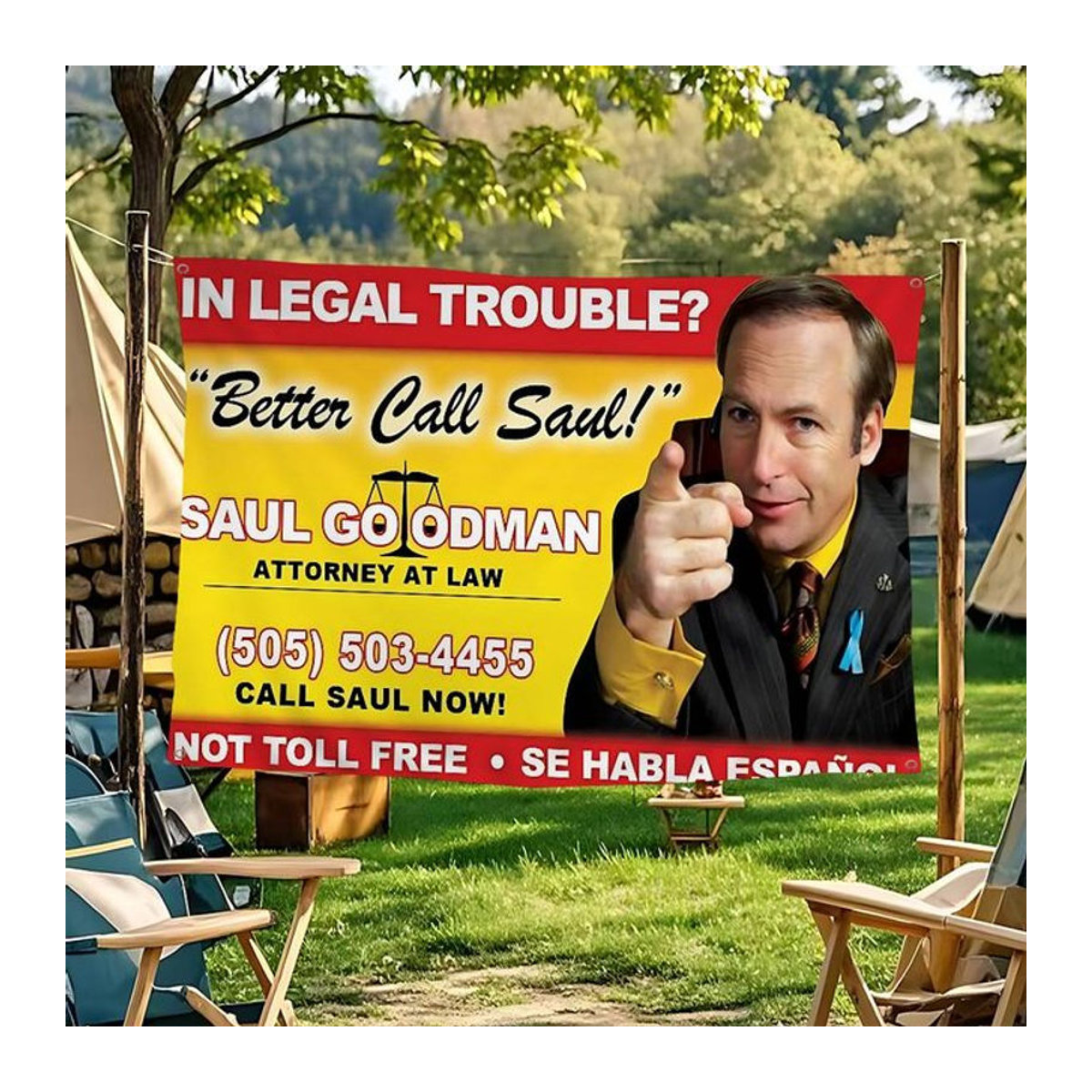 Potdemiel Better Call Saul Wandbehang Cartoon Flagge als Textil Dekoration, mehrfarbig, B: 70 cm, H: 50 cm - Bild 1