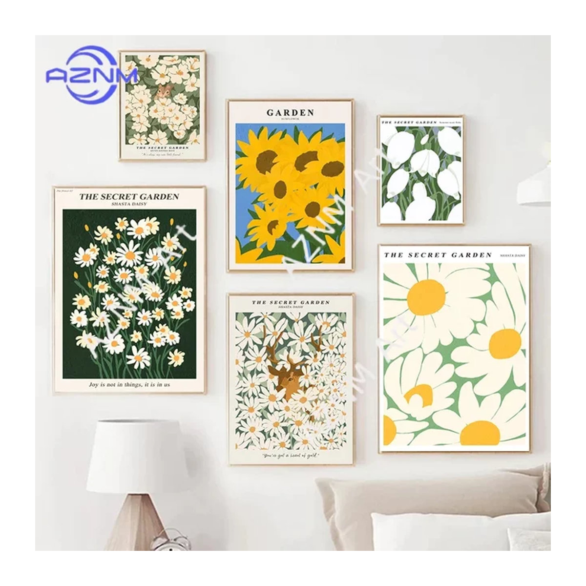 Potdemiel Blumenmarkt Wandkunst Skandinavisches Leinwandgemälde Floral Mehrfarbig - Bild 1