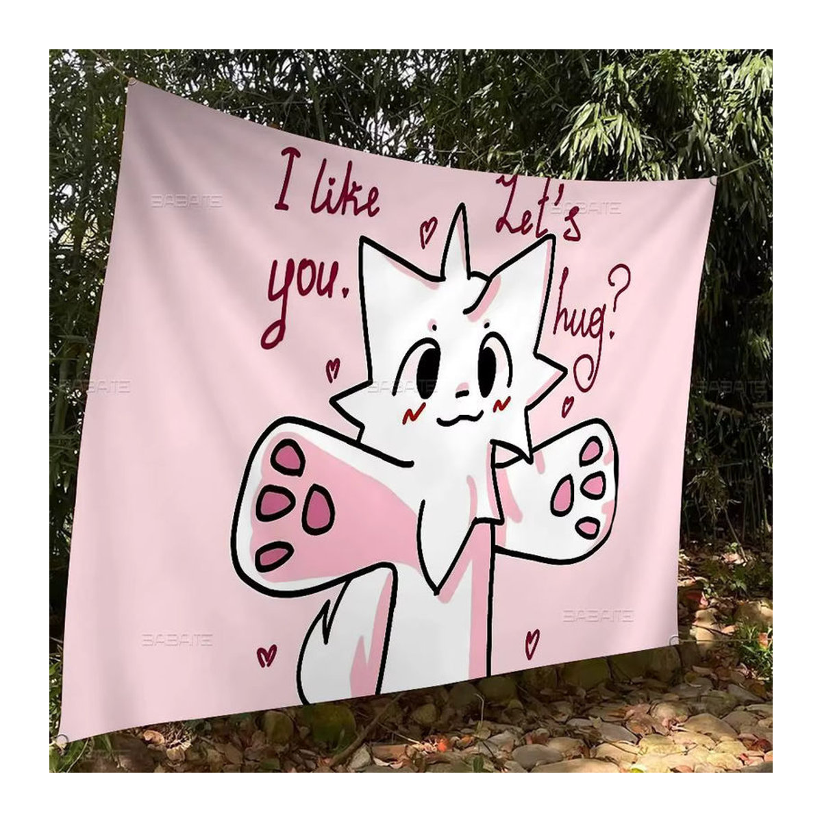 Potdemiel Boykisser Silly Cat Hängeflagge aus Textil in Rosa mit Schnur zur Dekoration - Bild 3