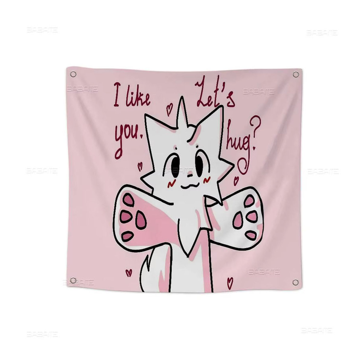 Potdemiel Boykisser Silly Cat Hängeflagge aus Textil in Rosa mit Schnur zur Dekoration - Bild 7