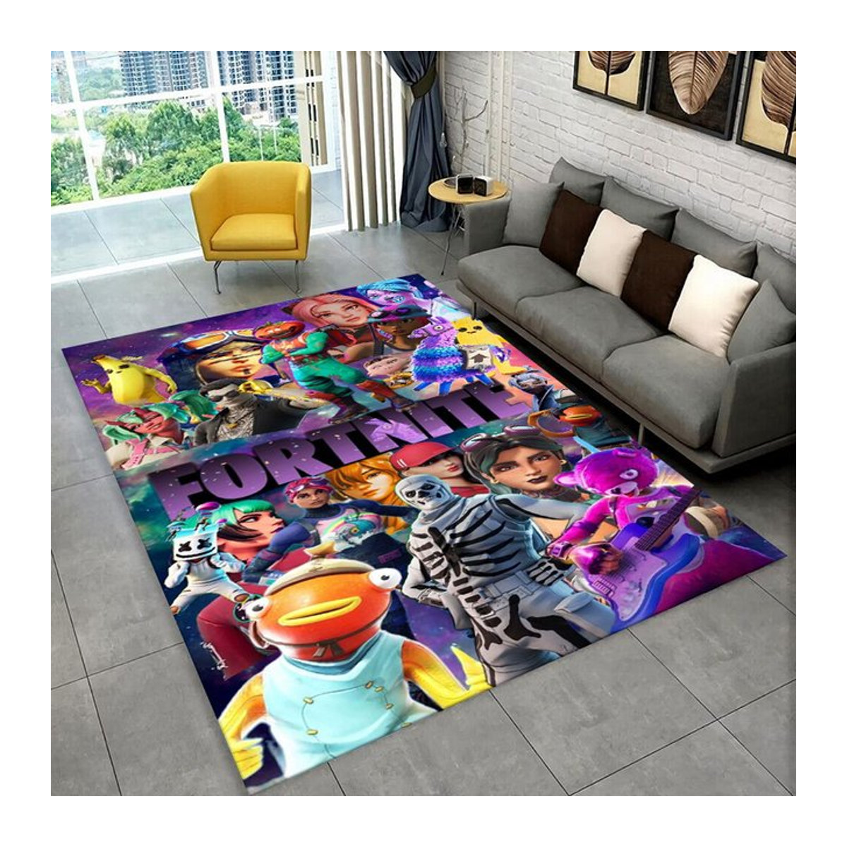 Potdemiel Cartoon Fortnite Gamer Teppich mehrfarbig rutschfeste Bodenmatte für Spielzimmer und Wohnzimmer - Bild 1