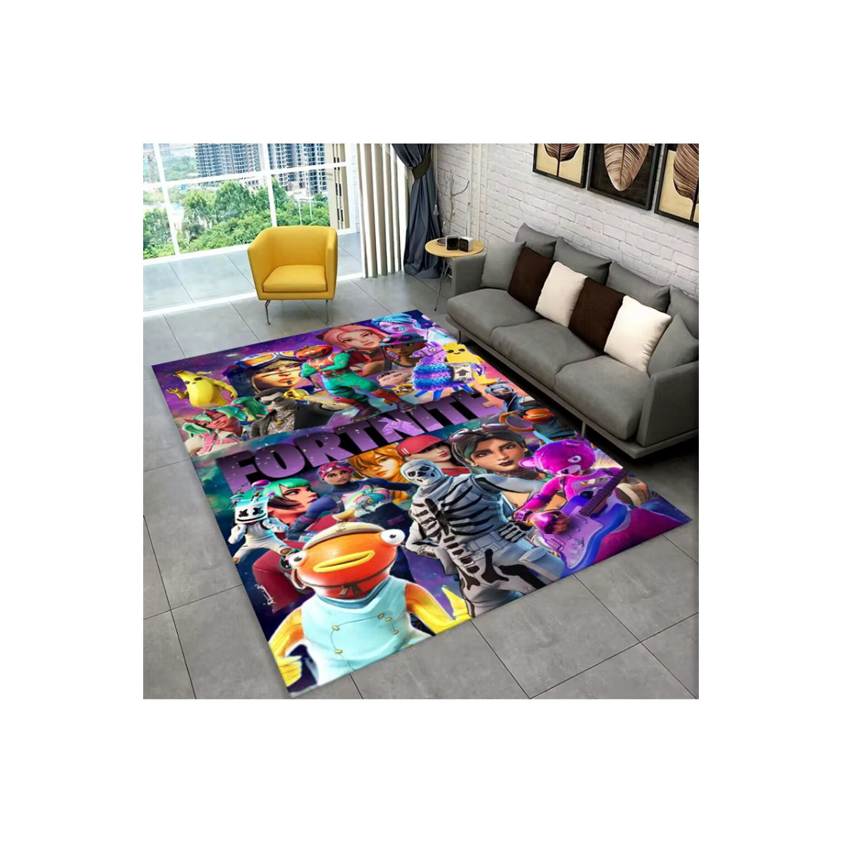 Potdemiel Cartoon Fortnite Gamer Teppich mehrfarbig rutschfeste Bodenmatte für Spielzimmer und Wohnzimmer - Bild 2