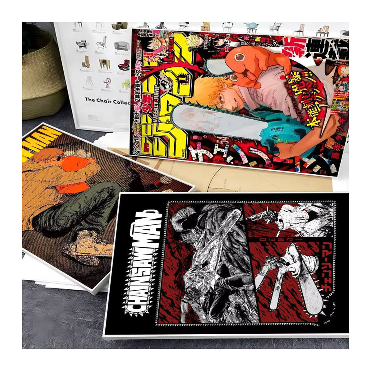 Potdemiel Chainsaw Man Vintage Poster Wandkunst aus Papier in Weiß und Mehrfarbig - Bild 2