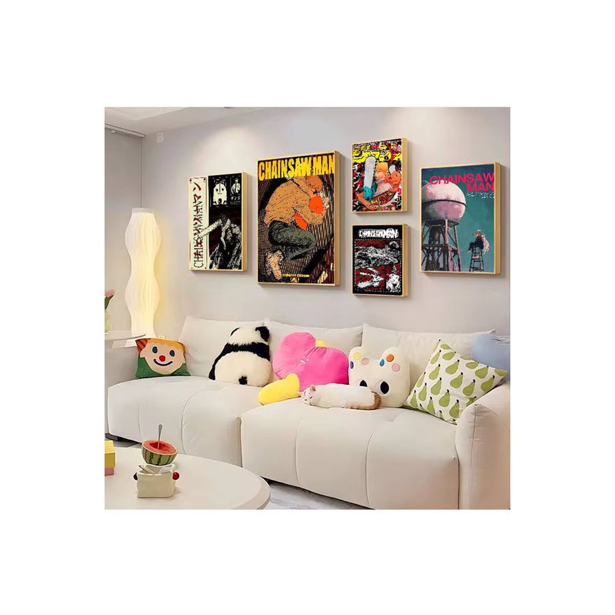 Potdemiel Chainsaw Man Vintage Poster Wandkunst aus Papier in Weiß und Mehrfarbig - Bild 6