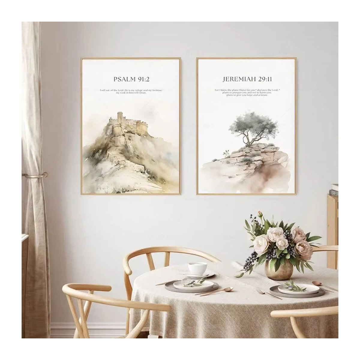 Potdemiel Christliche Wandkunst mit Bibelversen Psalm 23 3 Jeremiah 29 11 Psalm 91 2 Jesus Malerei als minimalistisches Poster in Weiß auf Holz für dein Wohnzimmer Dekor - Bild 2