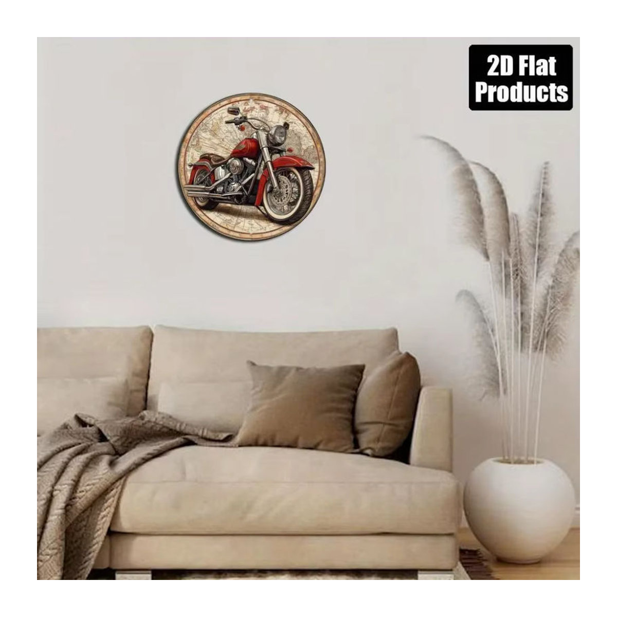Potdemiel Davidson Vintage Motorrad-Wandkunst aus Metall mit Karten-Design, mehrfarbig, quadratisch, B/B/B: 20,3 x 20,3 x 20,3 cm - Bild 3
