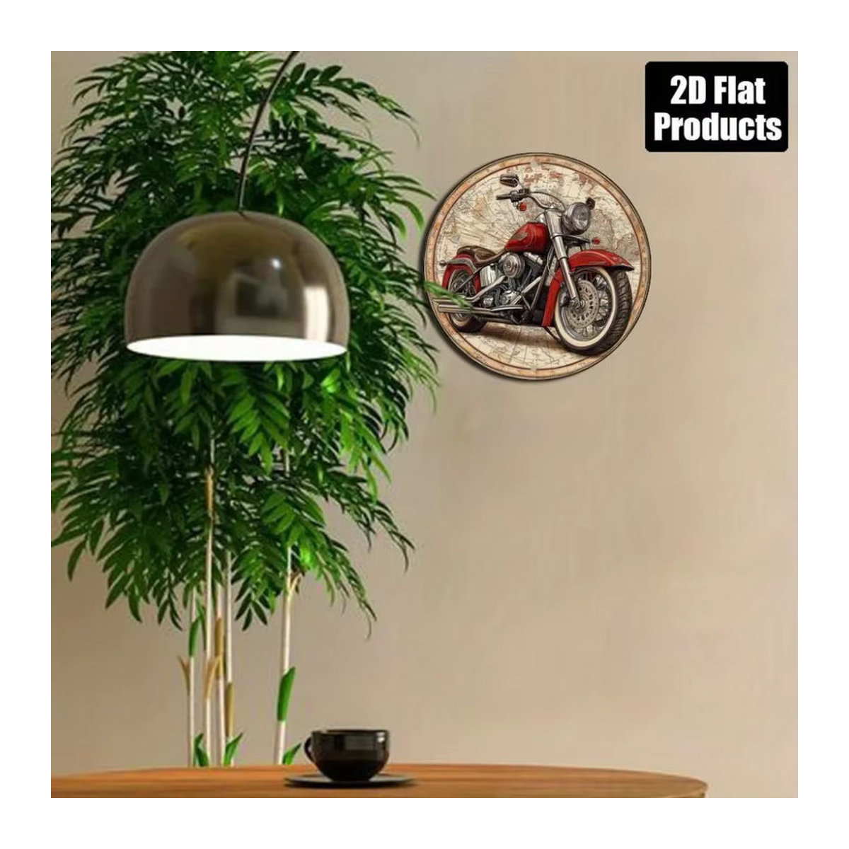 Potdemiel Davidson Vintage Motorrad-Wandkunst aus Metall mit Karten-Design, mehrfarbig, quadratisch, B/B/B: 20,3 x 20,3 x 20,3 cm - Bild 5