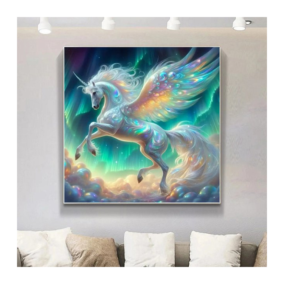 Potdemiel Diamantmalerei Mosaik DIY Set mit buntem Fantasie-Pferd für Kinder, mehrfarbig - Bild 1
