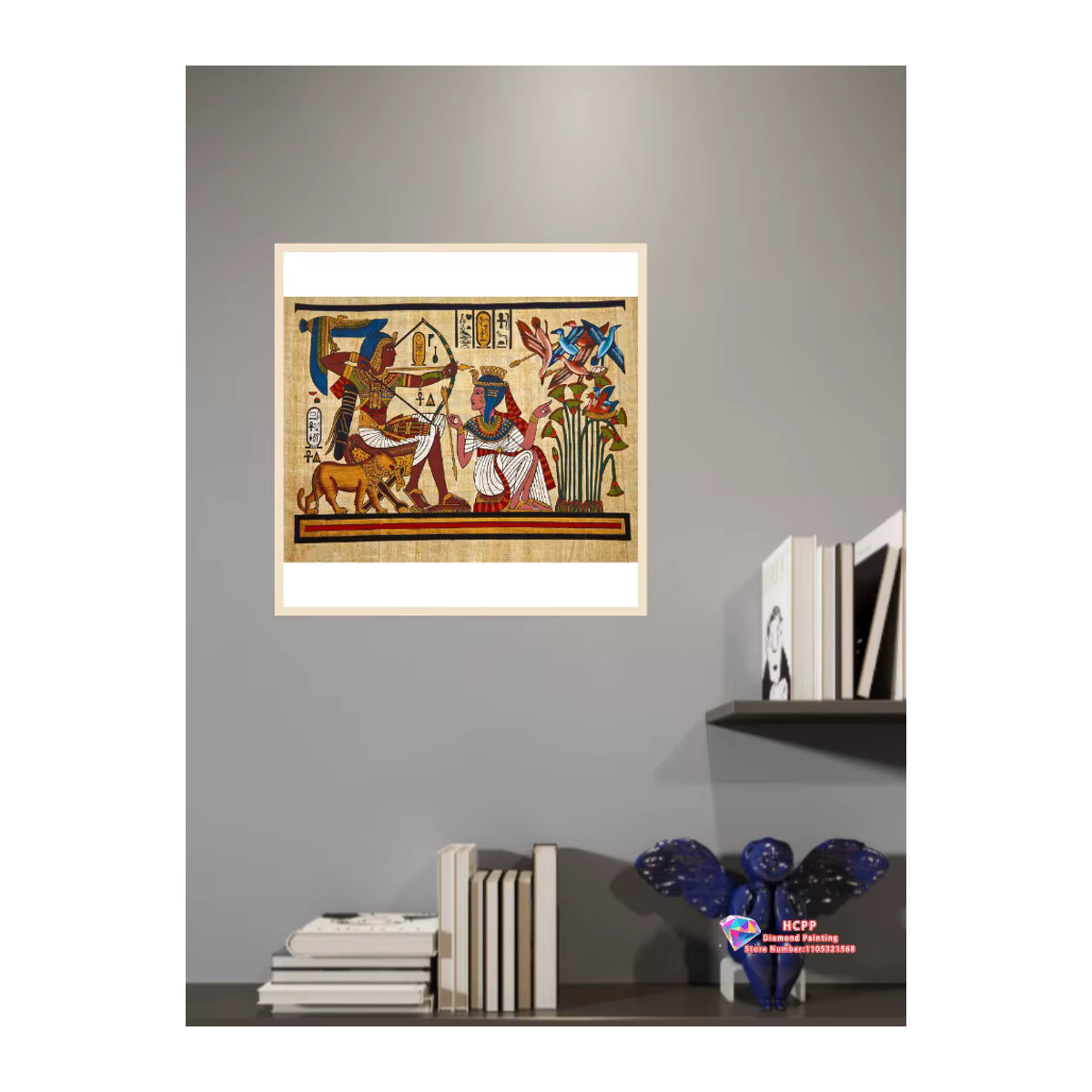 Potdemiel Diamantmalerei Set Ägyptischer Pharao 5D DIY Mosaik Kreuzstich in Mehrfarbig, Rund, Orientalisch zur Wandmontage - Bild 2