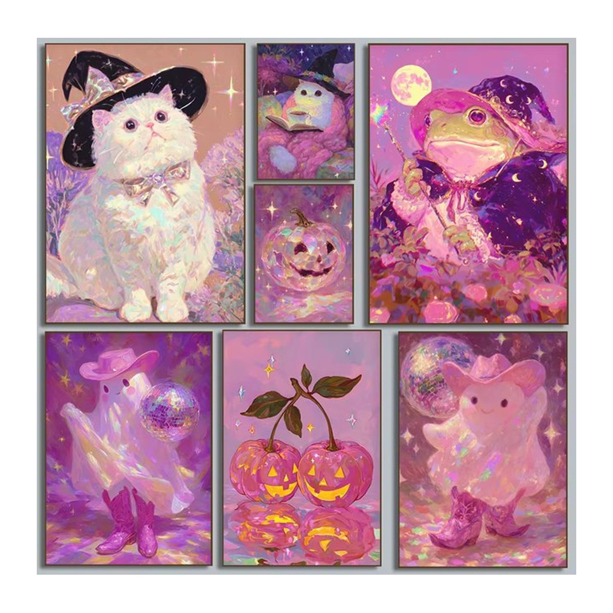 Potdemiel Diamantmalerei Wandkunst Halloween Motiv mit Frosch und Kürbis, mehrfarbig, Hochformat - Bild 1