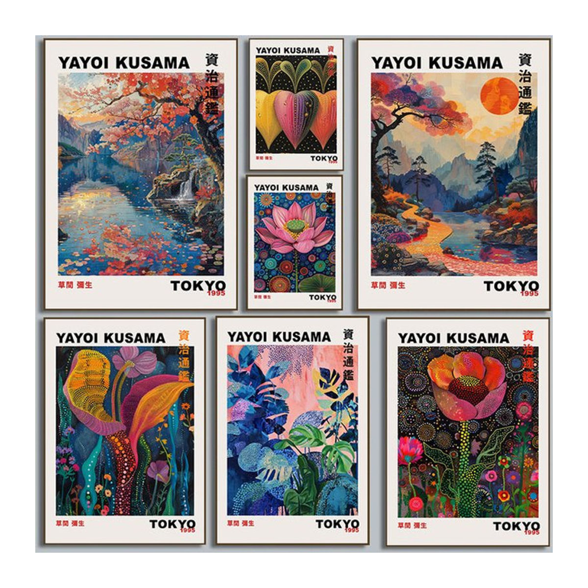 Potdemiel Diamantmalerei Yayoi Kusama Unendliche Welt Wandkunst Abstrakt Floral Mehrfarbig Leinwand Hochformat - Bild 1