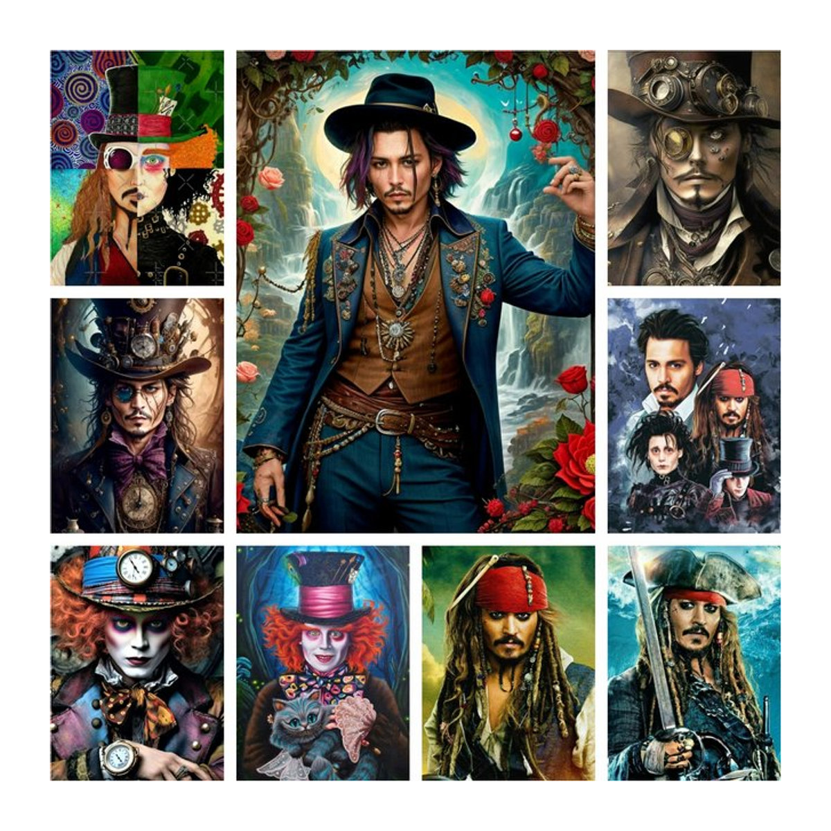 Potdemiel Diamond Painting Kit Captain Jack Sparrow Gothic Mosaik Set für DIY Kreuzstich Dekoration mehrfarbig - Bild 1