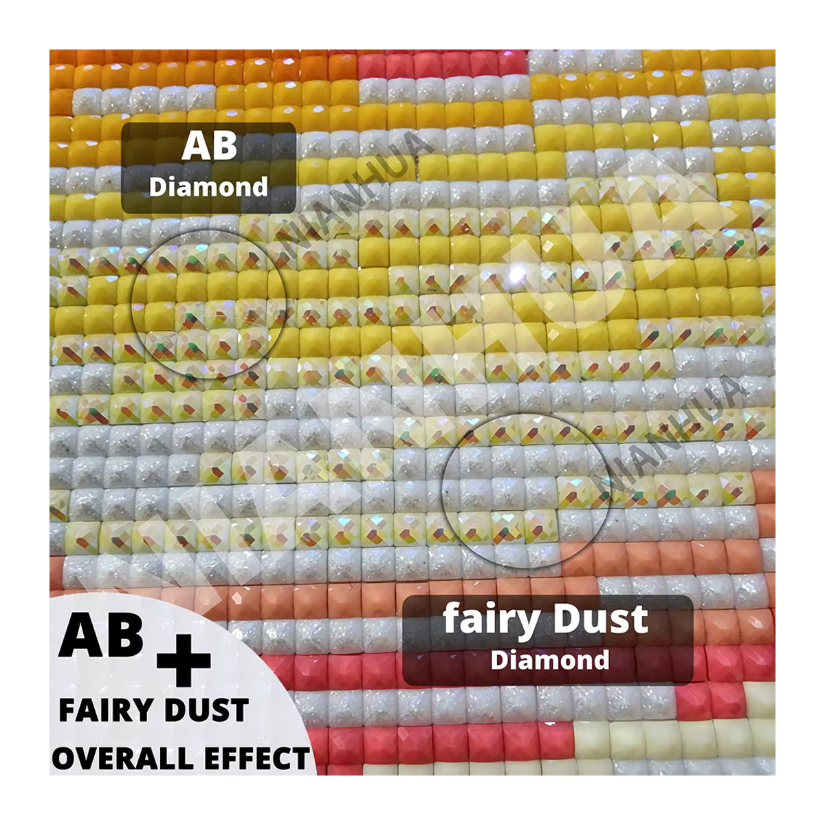 Potdemiel Diamond Painting Set AB Fairy Dust 5D Diamantmalerei mit Cartoon Mädchen und Blumen, Mehrfarbig, Rund, Durchmesser: 25 cm - Bild 3