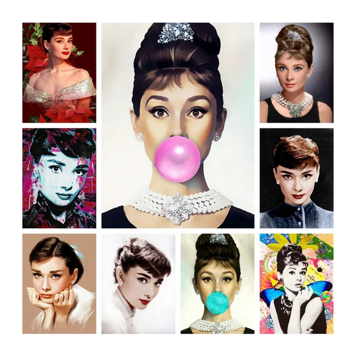 Potdemiel Diamond Painting Set Audrey Hepburn Porträt als 5D Mosaik Strass Kreuzstich Kit in Mehrfarbig - Bild 1