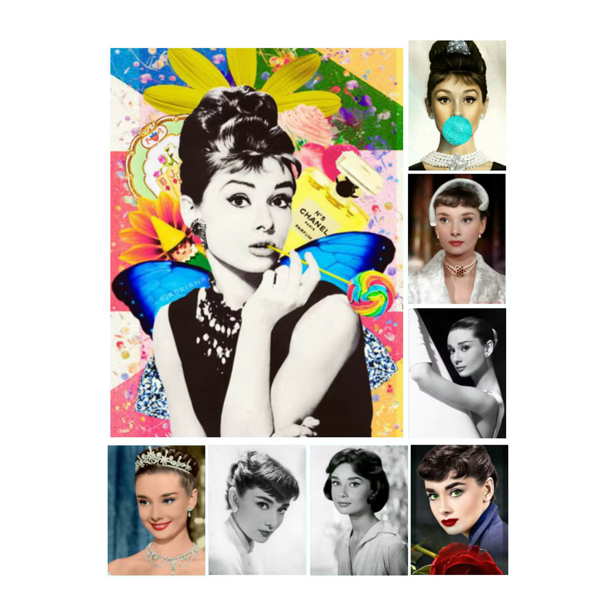 Potdemiel Diamond Painting Set Audrey Hepburn Porträt als 5D Mosaik Strass Kreuzstich Kit in Mehrfarbig - Bild 3