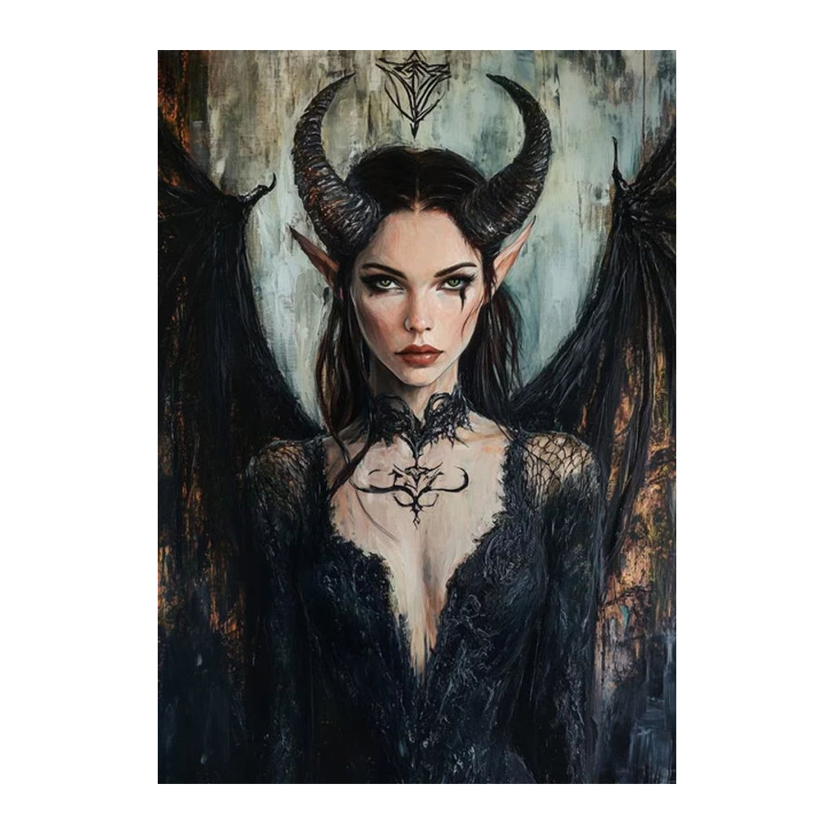 Potdemiel Diamond Painting Set Horror-Fluch Gotischer Stil mit Tattoos Frau, Mehrfarbig, B/H: 40 x 30 cm - Bild 1