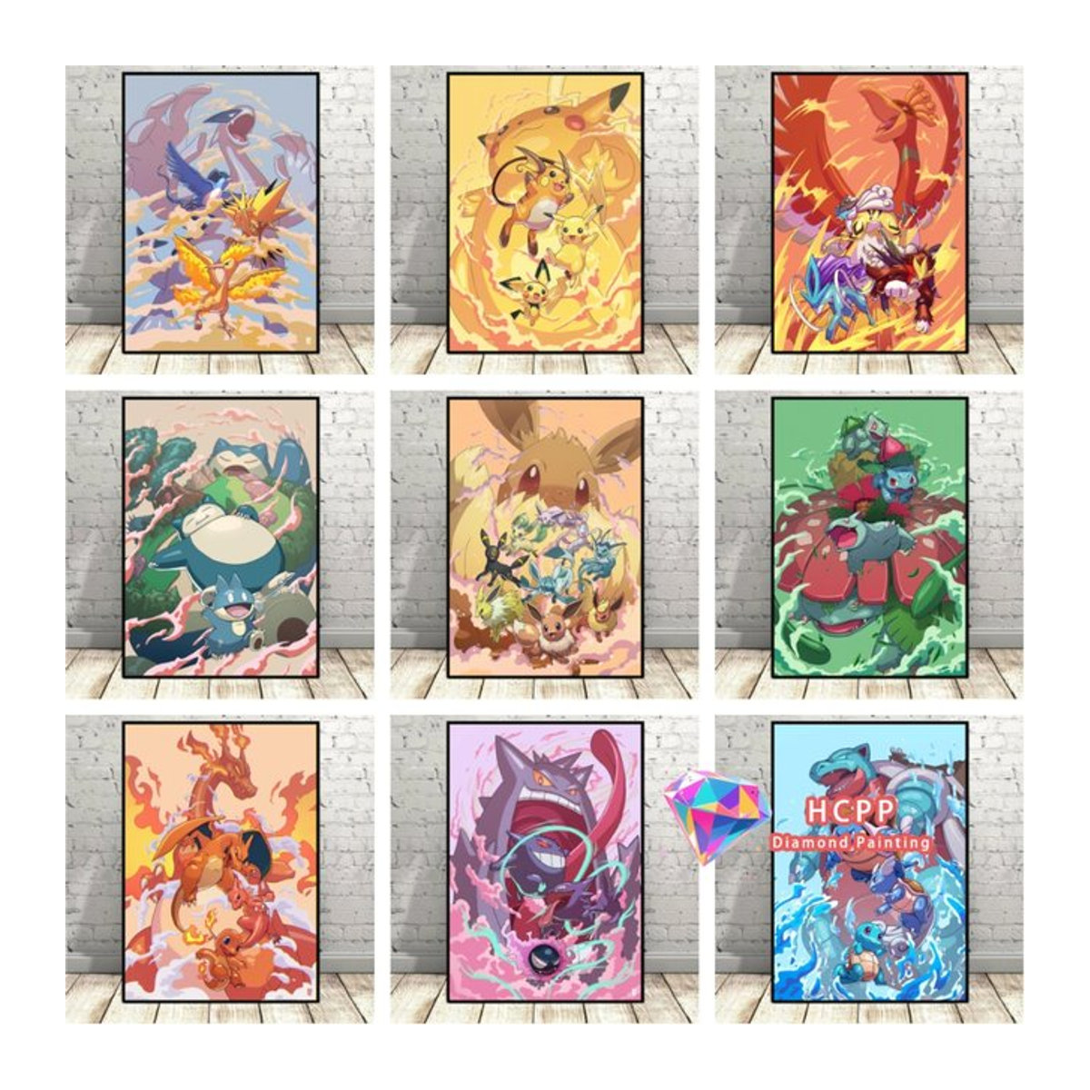 Potdemiel Diamond Painting Set Pikachu und Eevee Motiv in Mehrfarbig als 5D DIY Mosaik Kunstwerk für die Heimdekoration - Bild 1