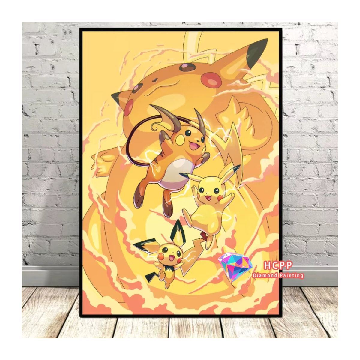 Potdemiel Diamond Painting Set Pikachu und Eevee Motiv in Mehrfarbig als 5D DIY Mosaik Kunstwerk für die Heimdekoration - Bild 2
