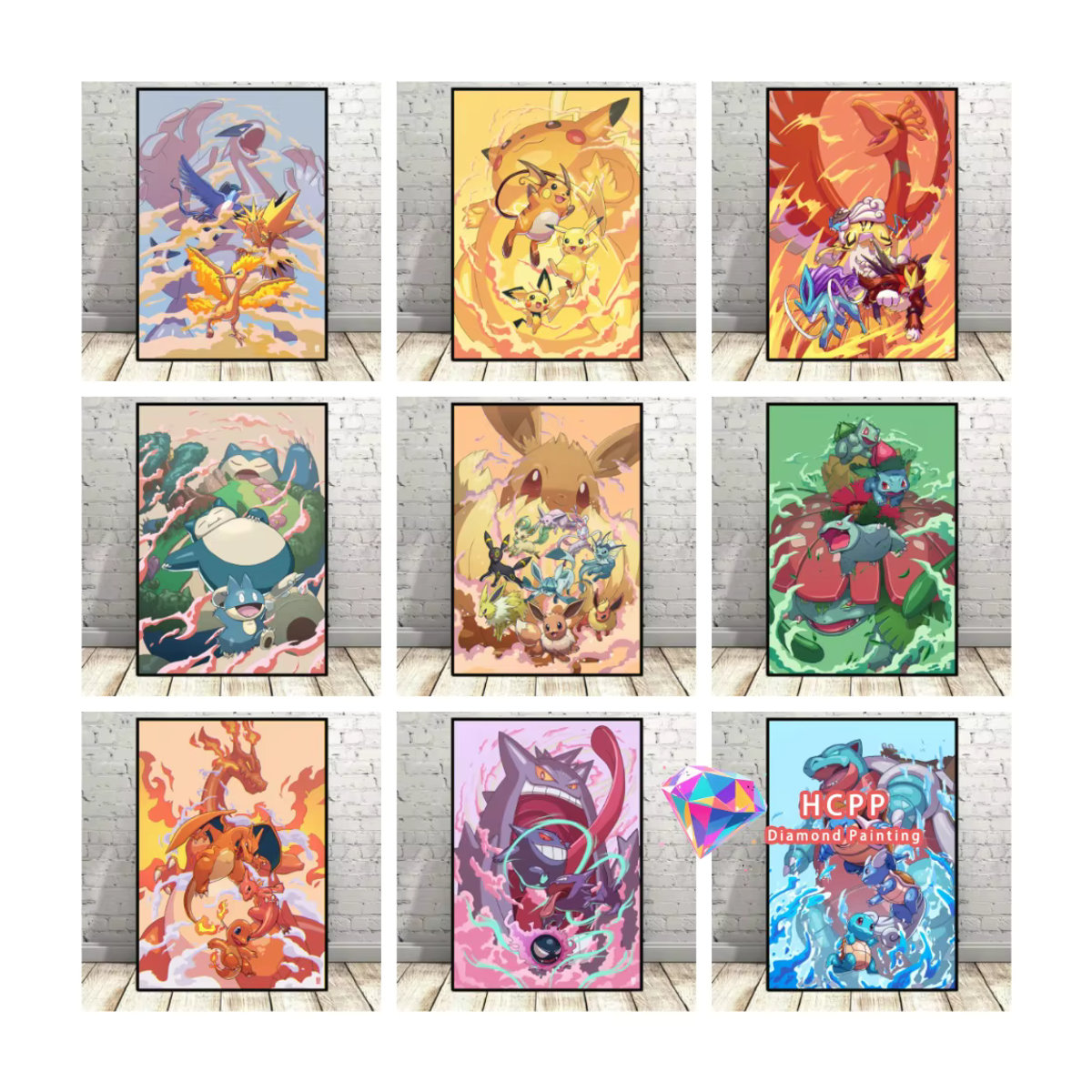 Potdemiel Diamond Painting Set Pikachu und Eevee Motiv in Mehrfarbig als 5D DIY Mosaik Kunstwerk für die Heimdekoration - Bild 3