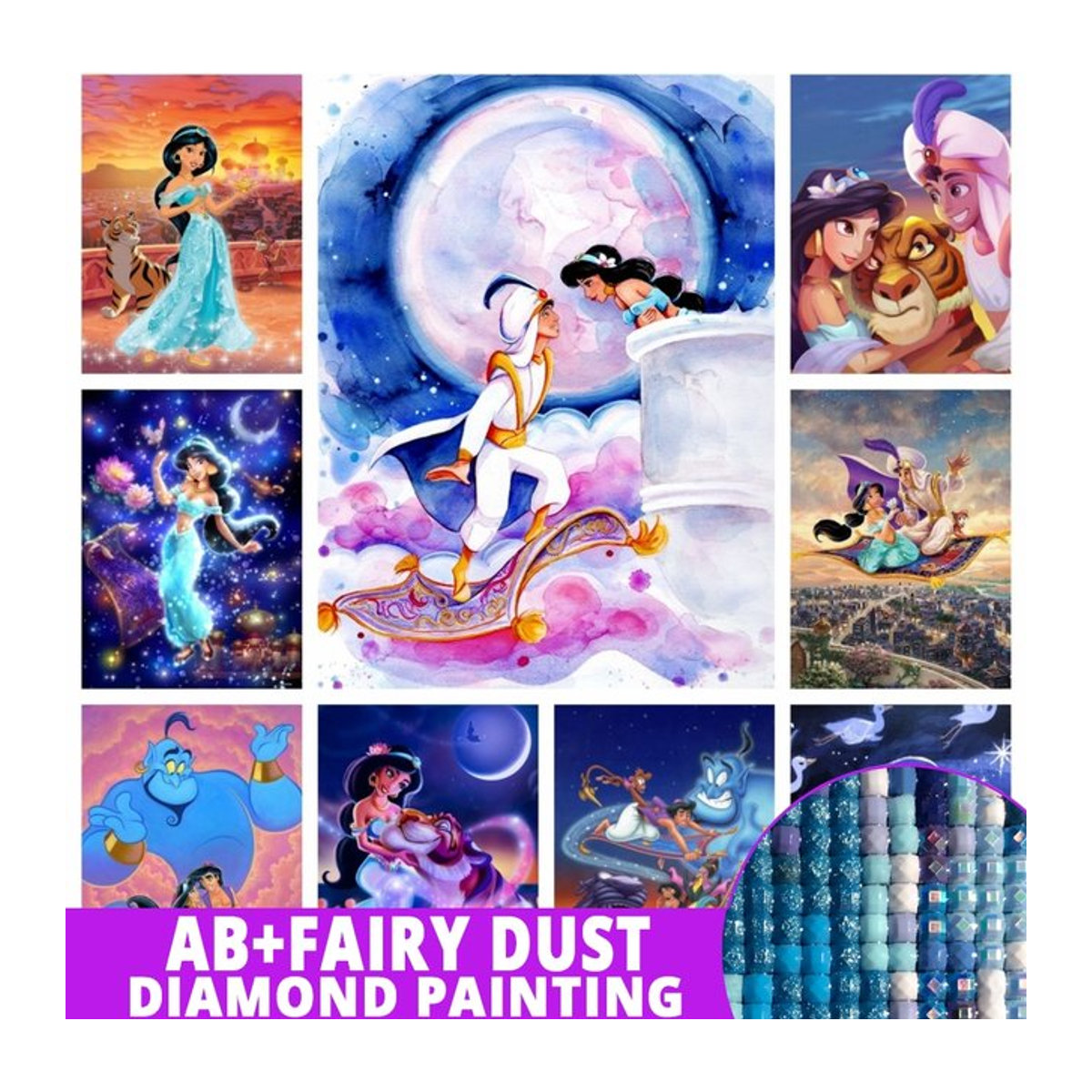 Potdemiel Disney Aladdin 5D DIY Diamantmalerei Mosaik mit Prinzessin Jasmin in Mehrfarbig - Bild 1