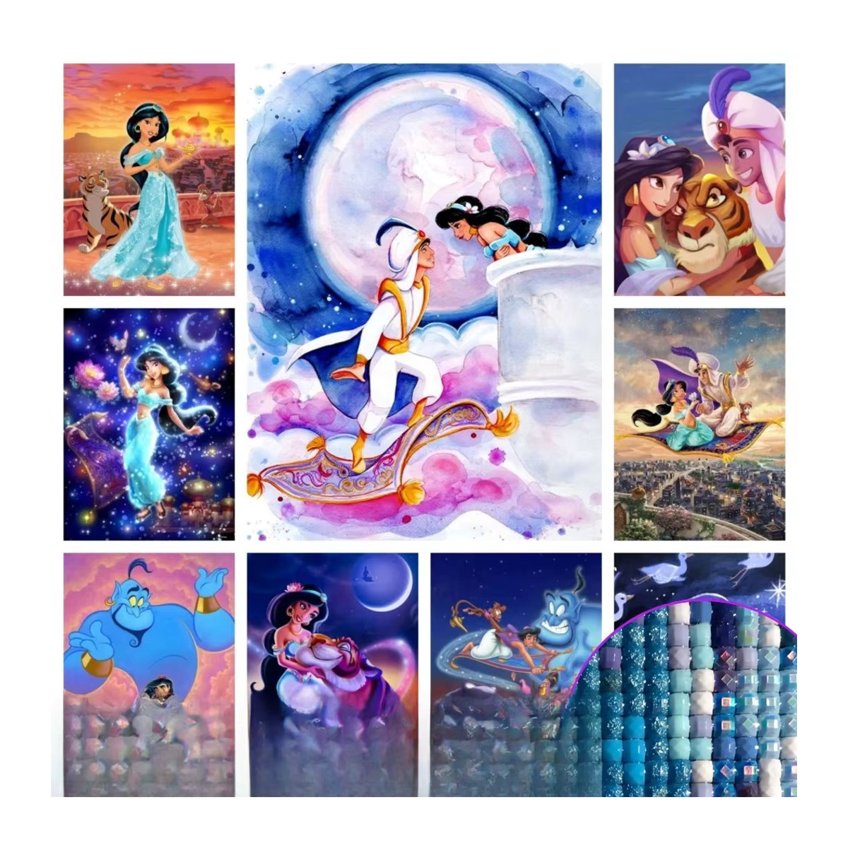 Potdemiel Disney Aladdin 5D DIY Diamantmalerei Mosaik mit Prinzessin Jasmin in Mehrfarbig - Bild 6