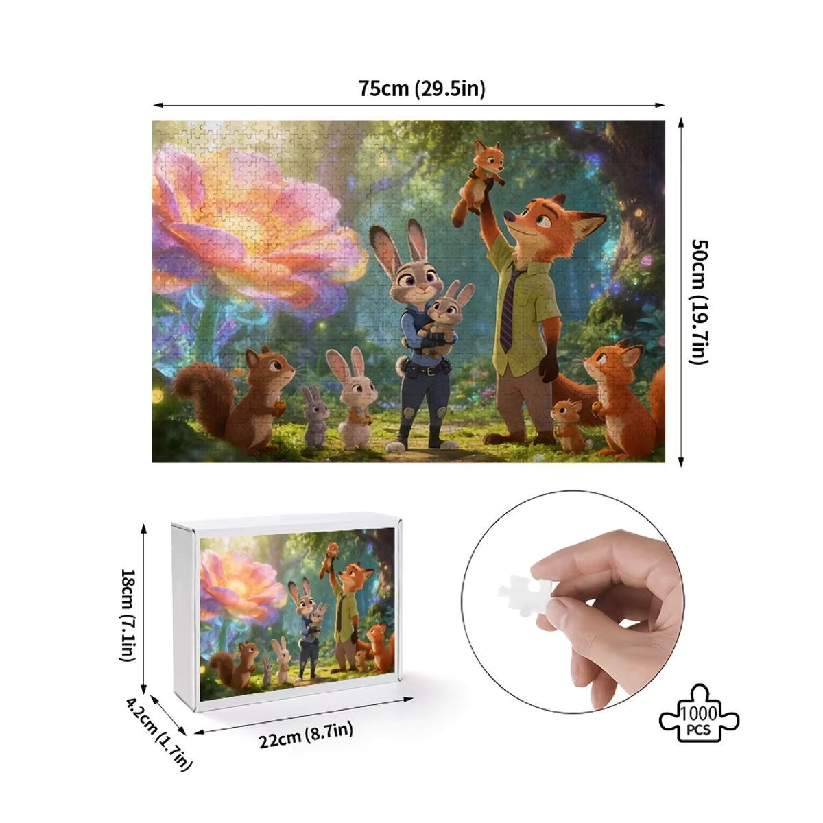Potdemiel Disney Zootopia Judy Hopps und Nick Wilde Puzzle mit 1000 Teilen für Erwachsene, mehrfarbig, rechteckig - Bild 5