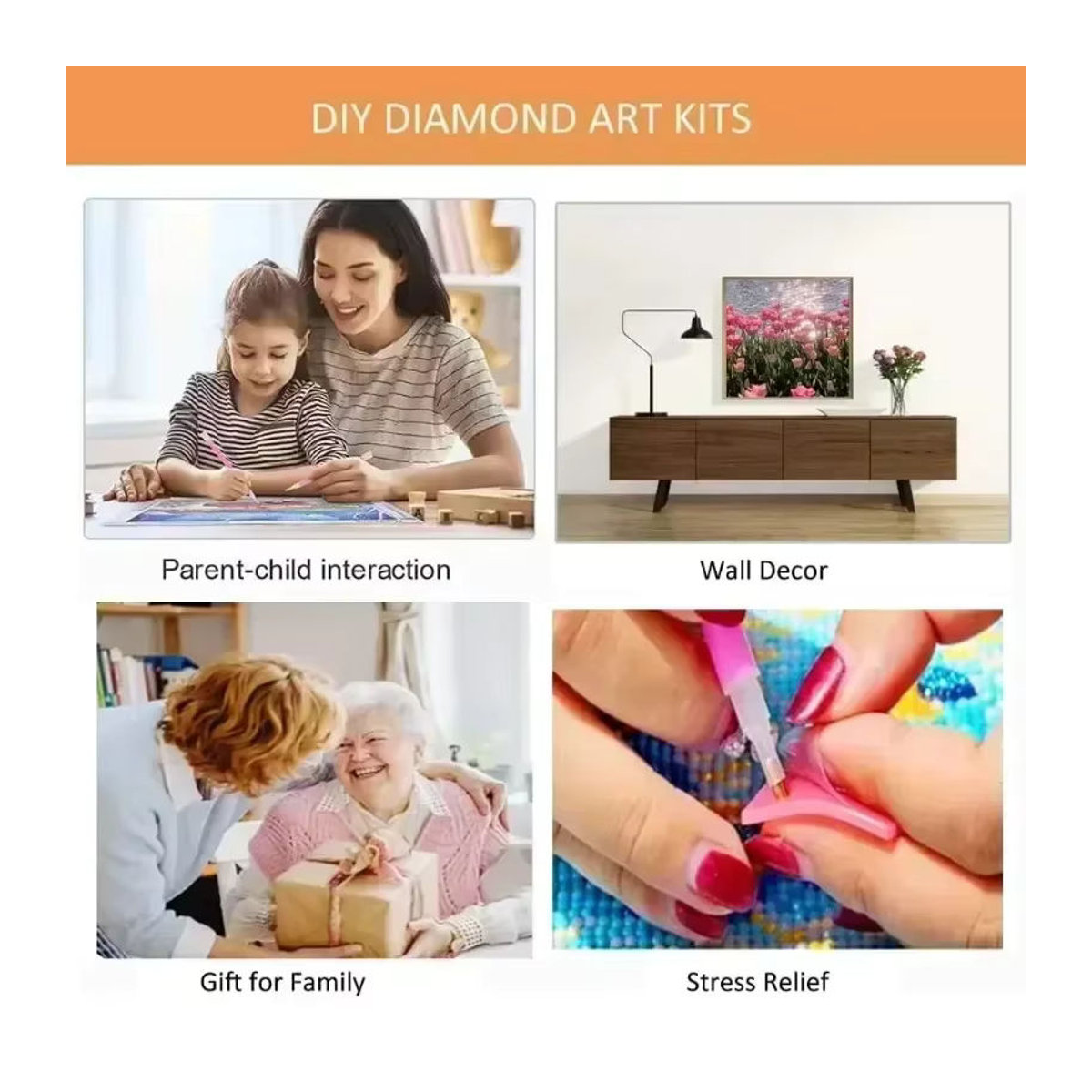 Potdemiel DIY Diamant Malerei Set Adler und Buch Cartoon Motiv in Mehrfarbig mit runden oder quadratischen Steinen zur Wanddekoration - Bild 3