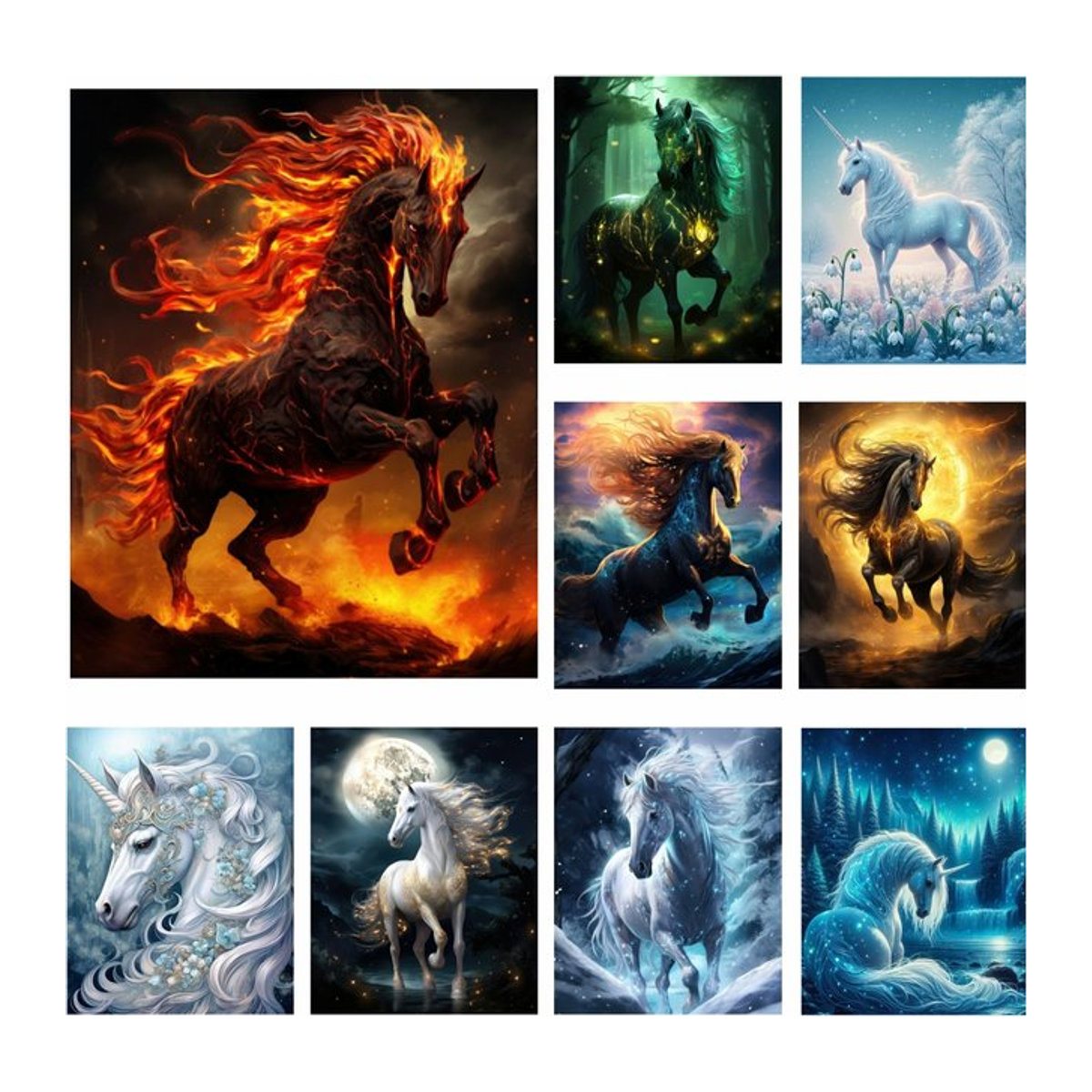 Potdemiel DIY Diamant Malerei Set Einhorn Motiv für Kinder, Mehrfarbiges 5D Diamond Painting Kit mit Kreuzstich Stickerei und Mosaik Strass für Home Decor - Bild 1