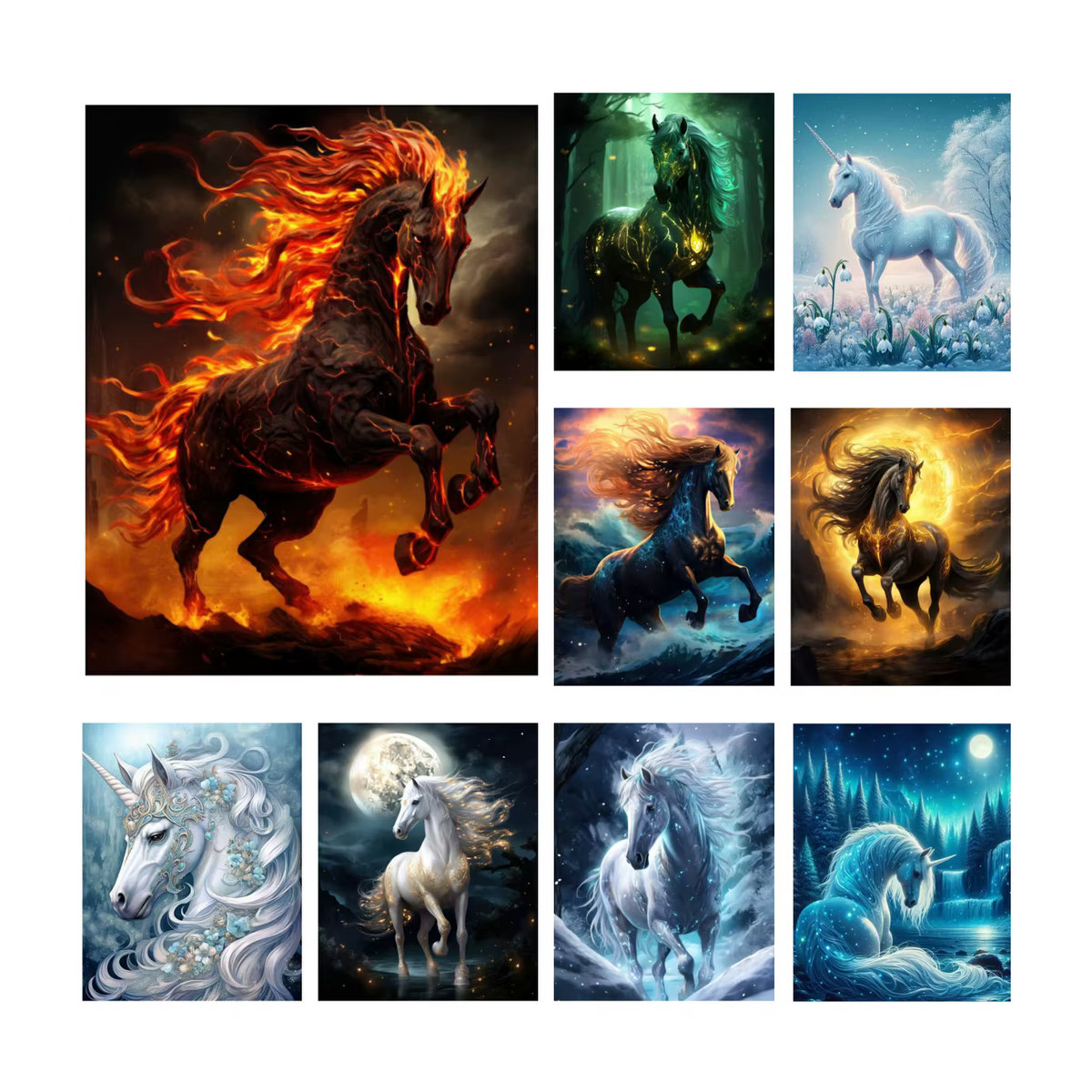 Potdemiel DIY Diamant Malerei Set Einhorn Motiv für Kinder, Mehrfarbiges 5D Diamond Painting Kit mit Kreuzstich Stickerei und Mosaik Strass für Home Decor - Bild 3