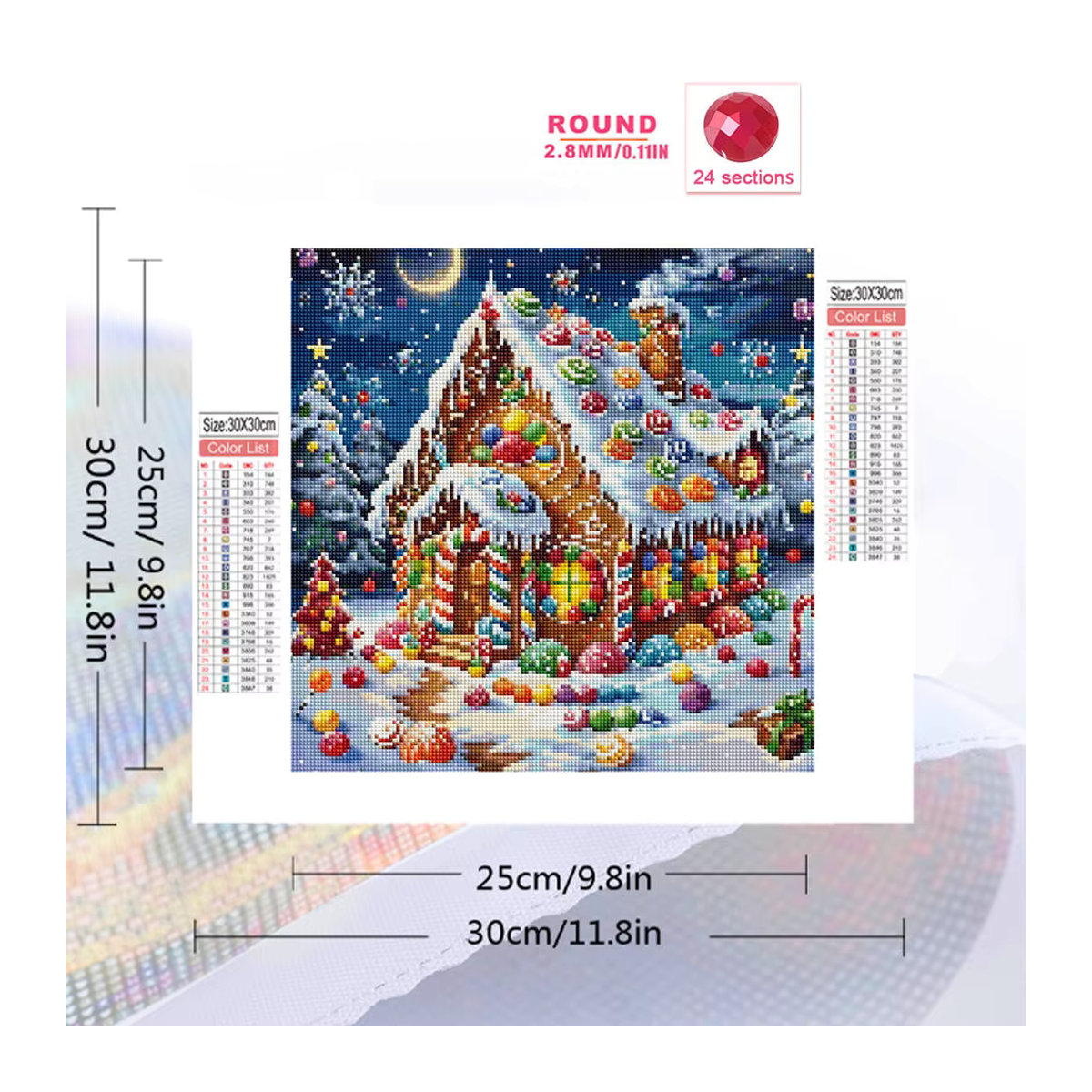 Potdemiel DIY Diamantmalerei Mosaik Set Winter Landschaft Haus mit mehrfarbigen Strasssteinen für Kinder - Bild 2
